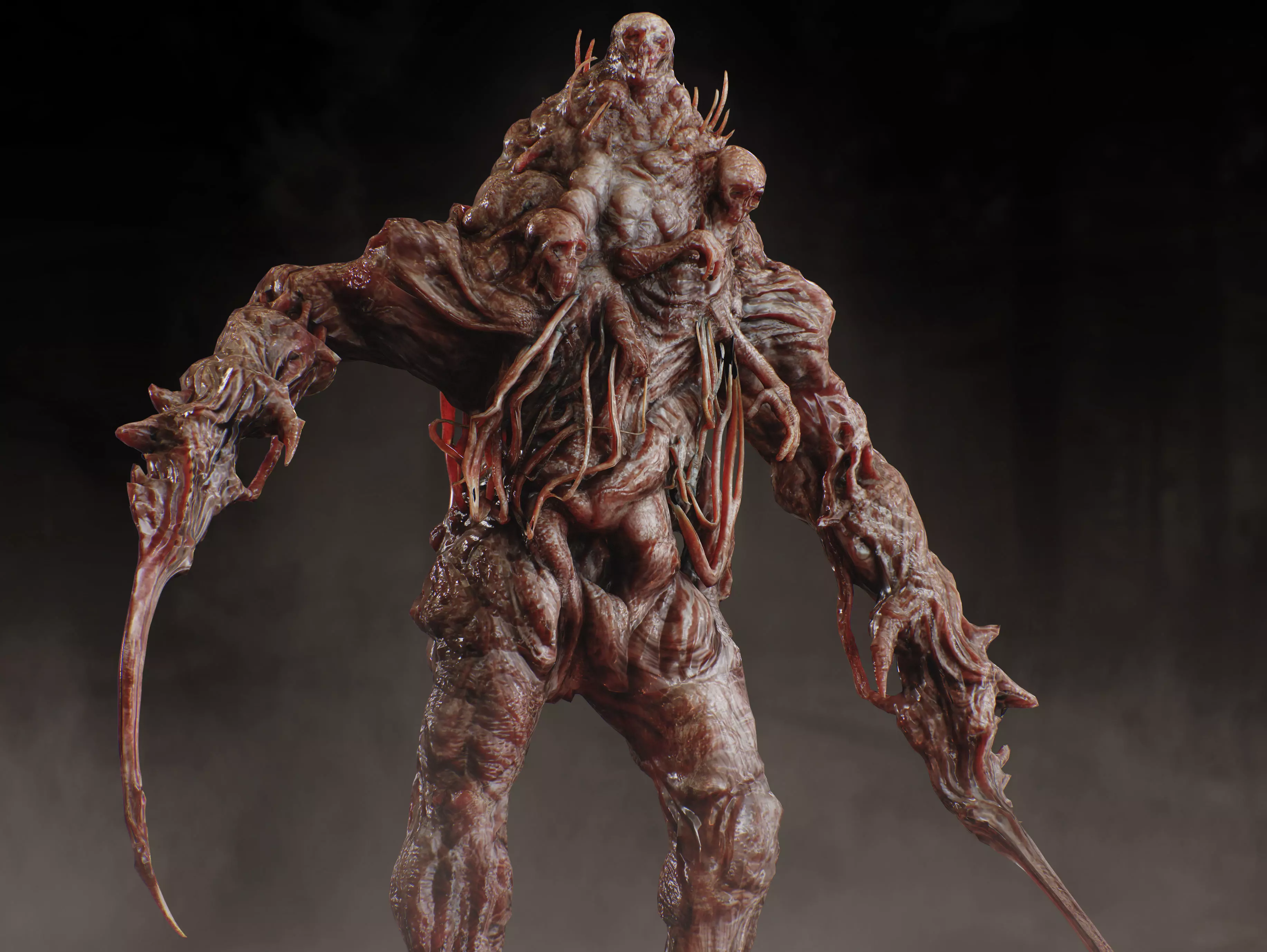 Horror Mutated Creature Low-poly 3D model_5