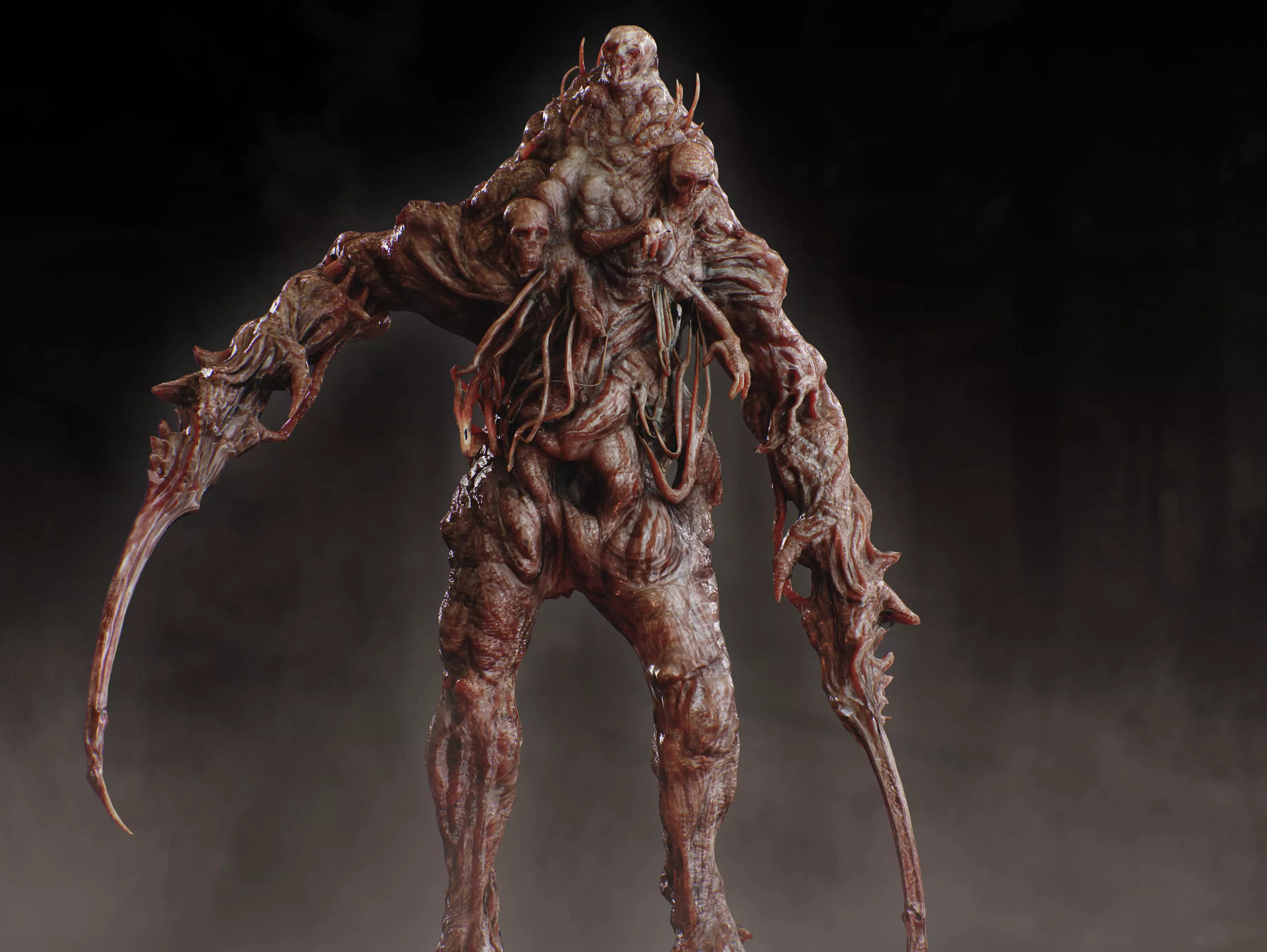 Horror Mutated Creature Low-poly 3D model_10