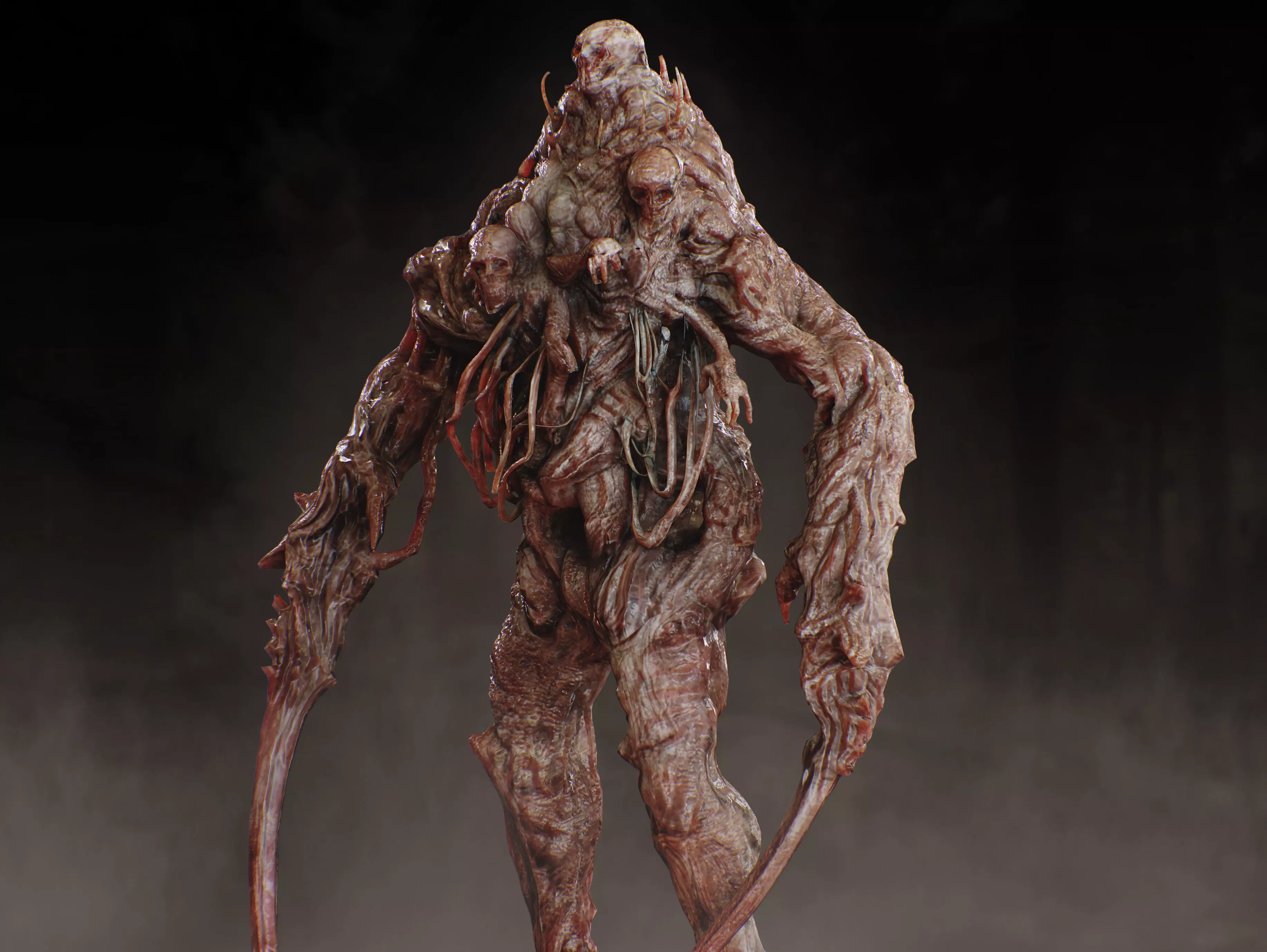 Horror Mutated Creature Low-poly 3D model_4
