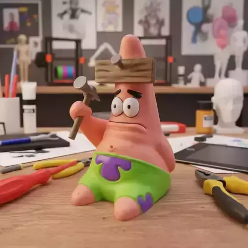 Patrick Star Hammer Fail  Collectible Sculpture