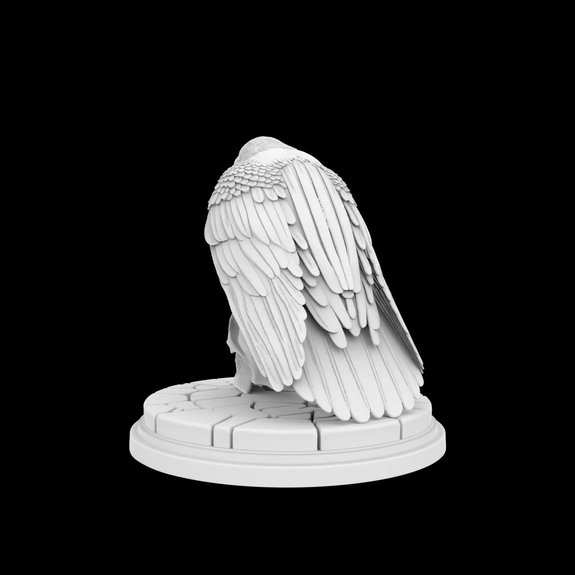 Perched Raven Cawing on Skull 3D print model_3