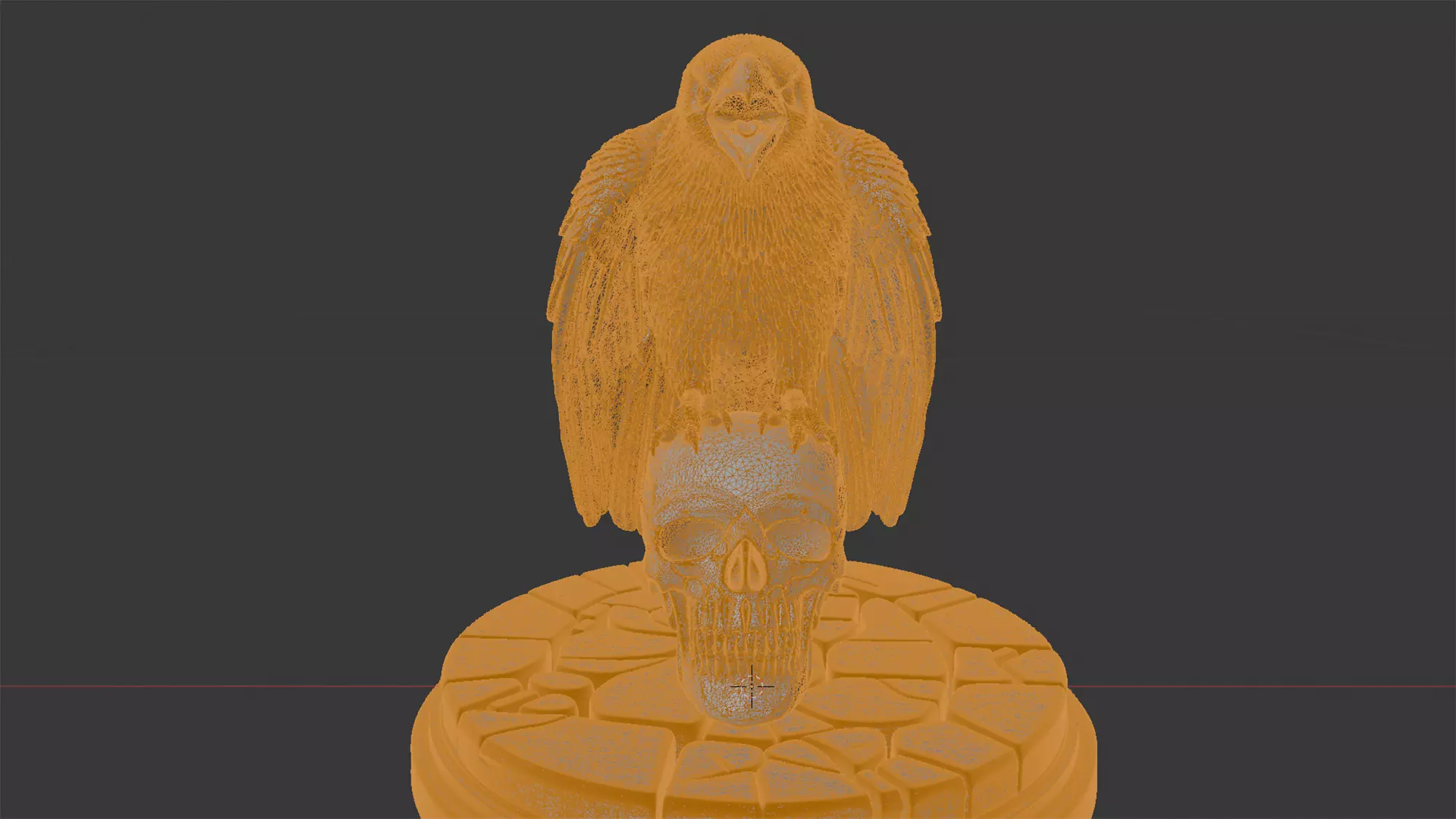 Perched Raven Cawing on Skull 3D print model_7