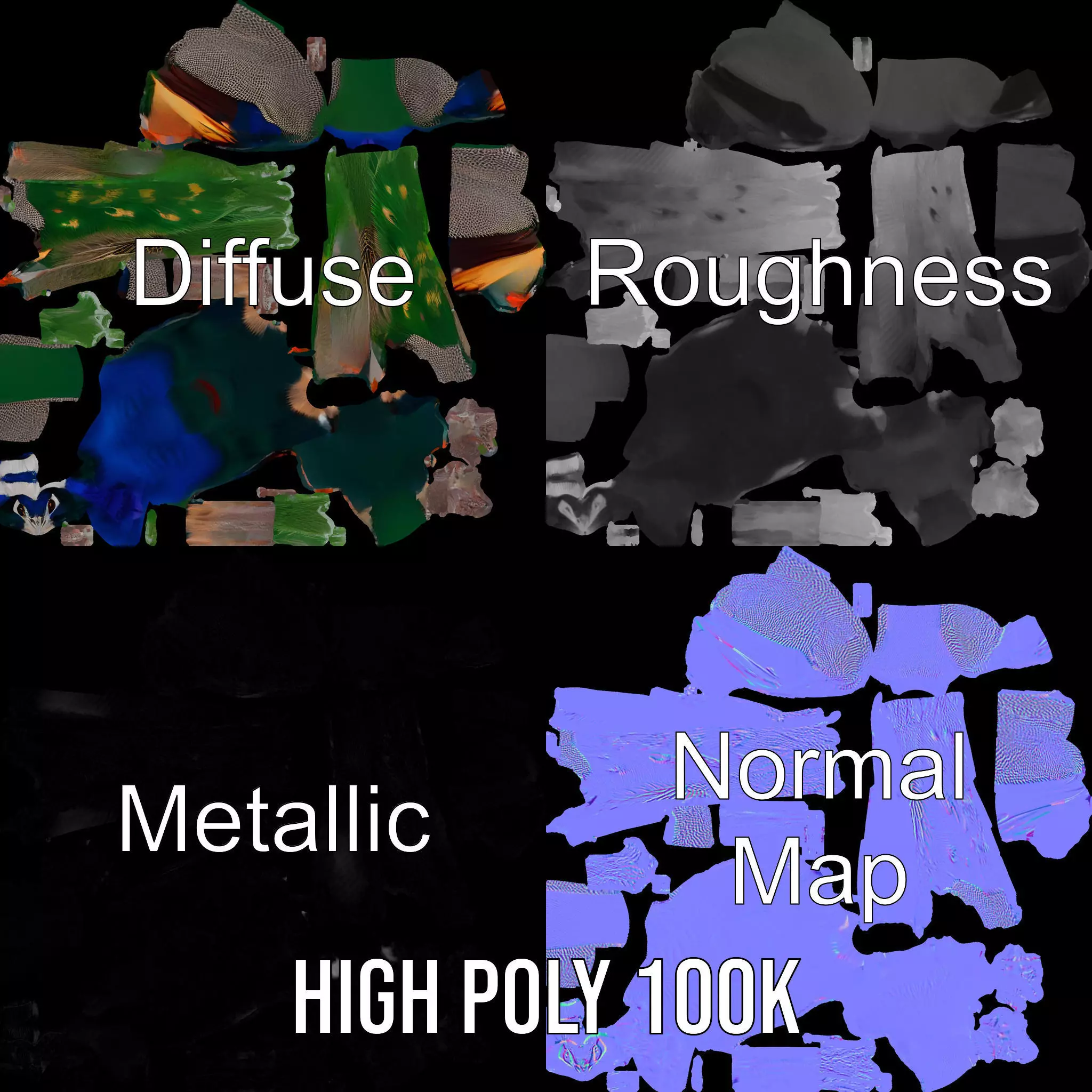 Vibrant Peacock Elegance model pack Low-poly 3D model_3