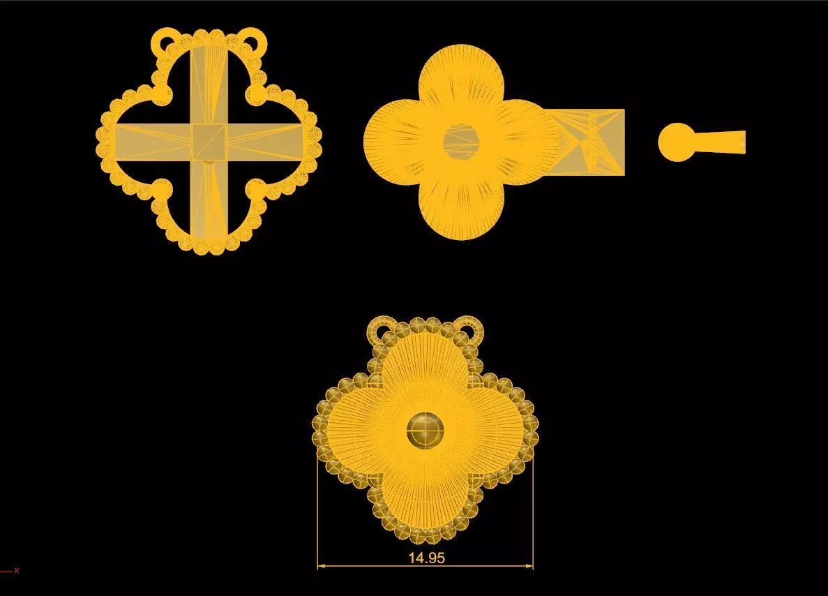 Alhambra Inspired Clover Pendant VCA 3D print model_4