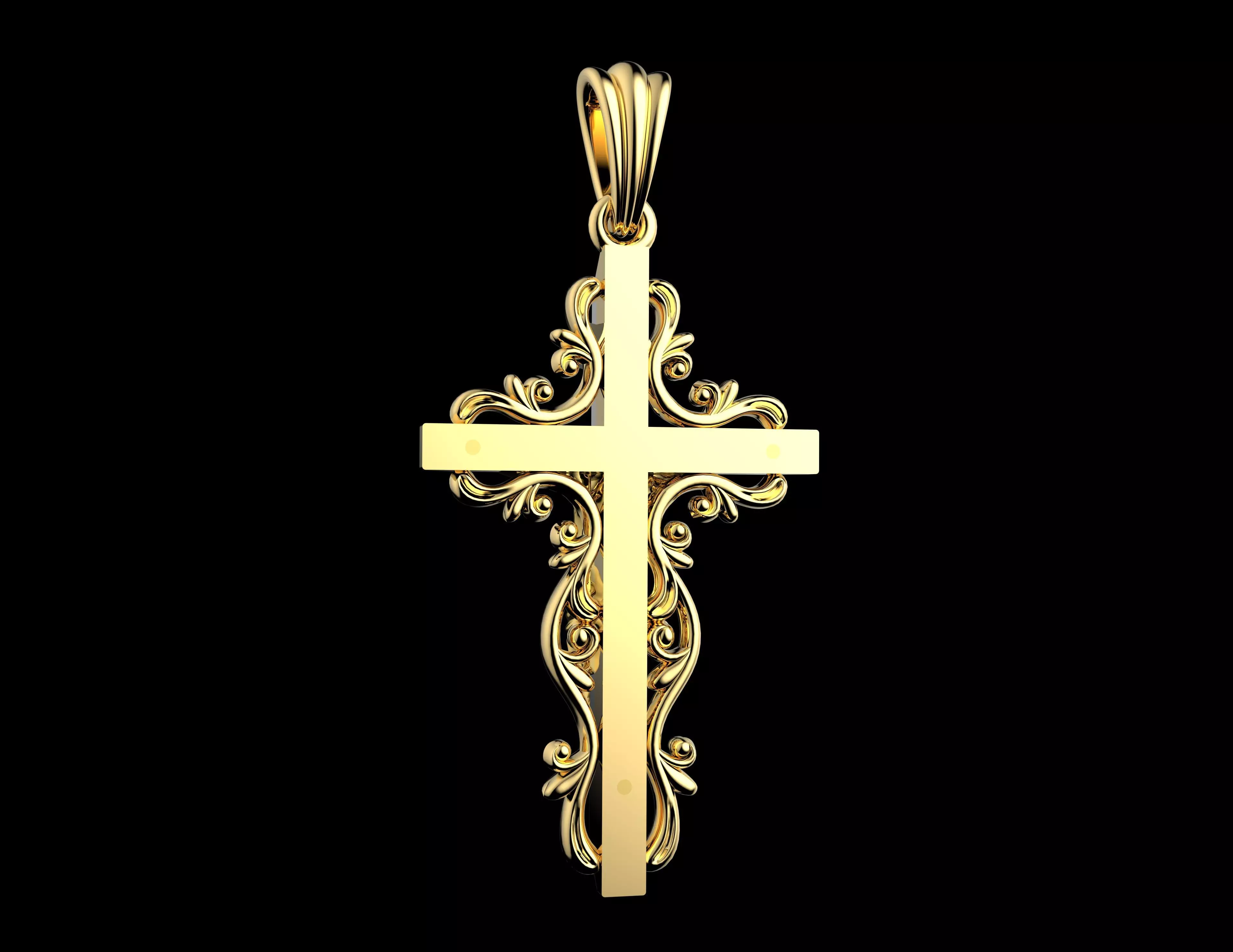 Luxury Gold Crucifix Pendant 3D Model Jesus Cross Jewelry 3D print model_4