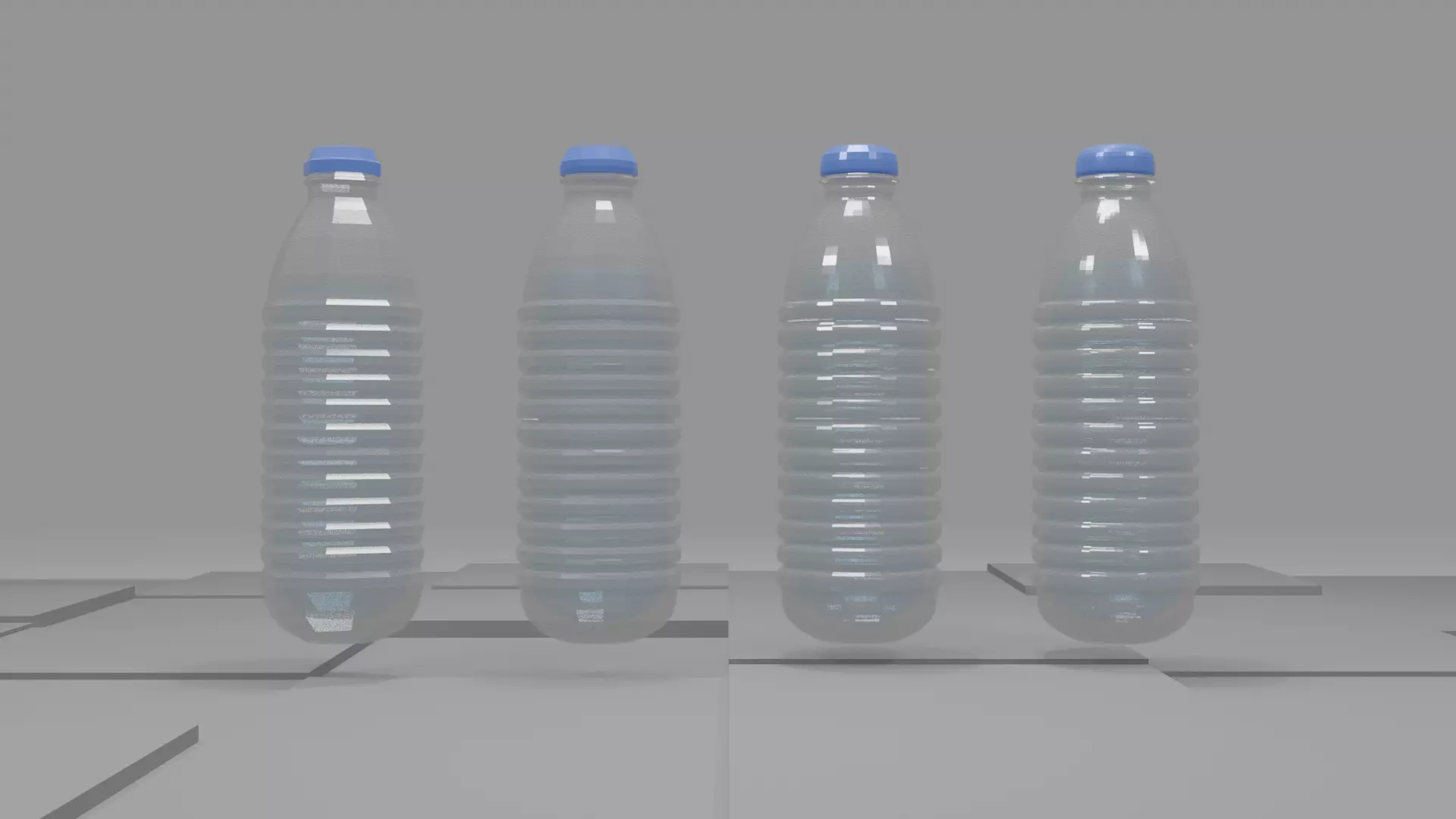 Plastic Bottle 3D Model Pack 3 designs with 3 mesh densities and Low-poly 3D model_3