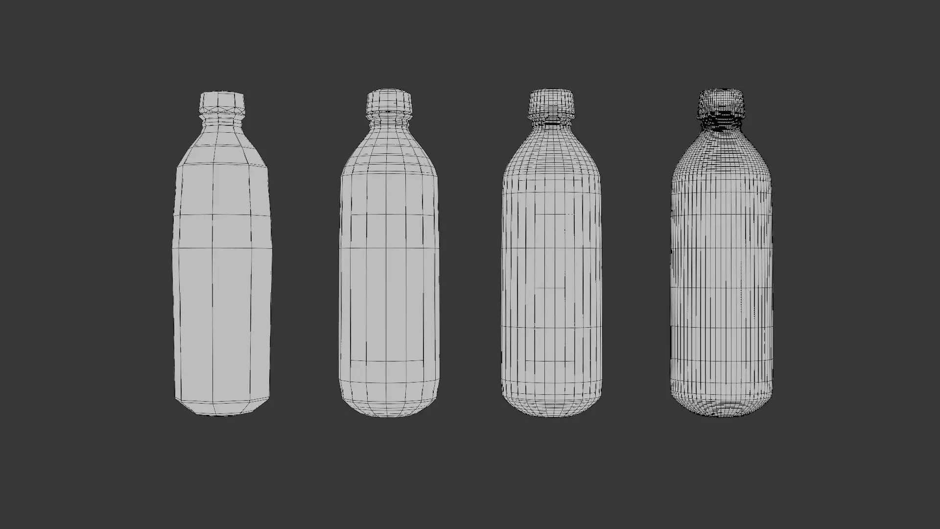 Plastic Bottle 3D Model Pack 3 designs with 3 mesh densities and Low-poly 3D model_6