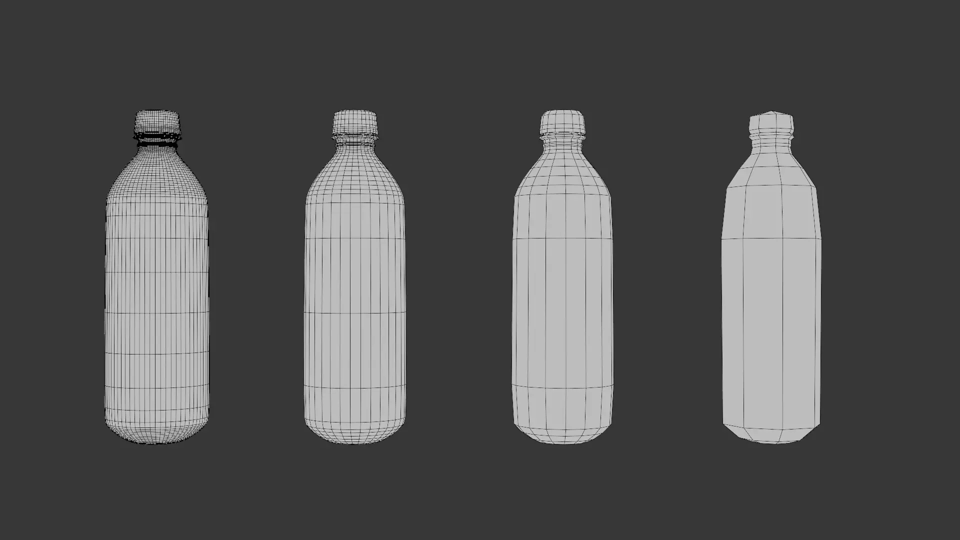 Plastic Bottle 3D Model Pack 3 designs with 3 mesh densities and Low-poly 3D model_12