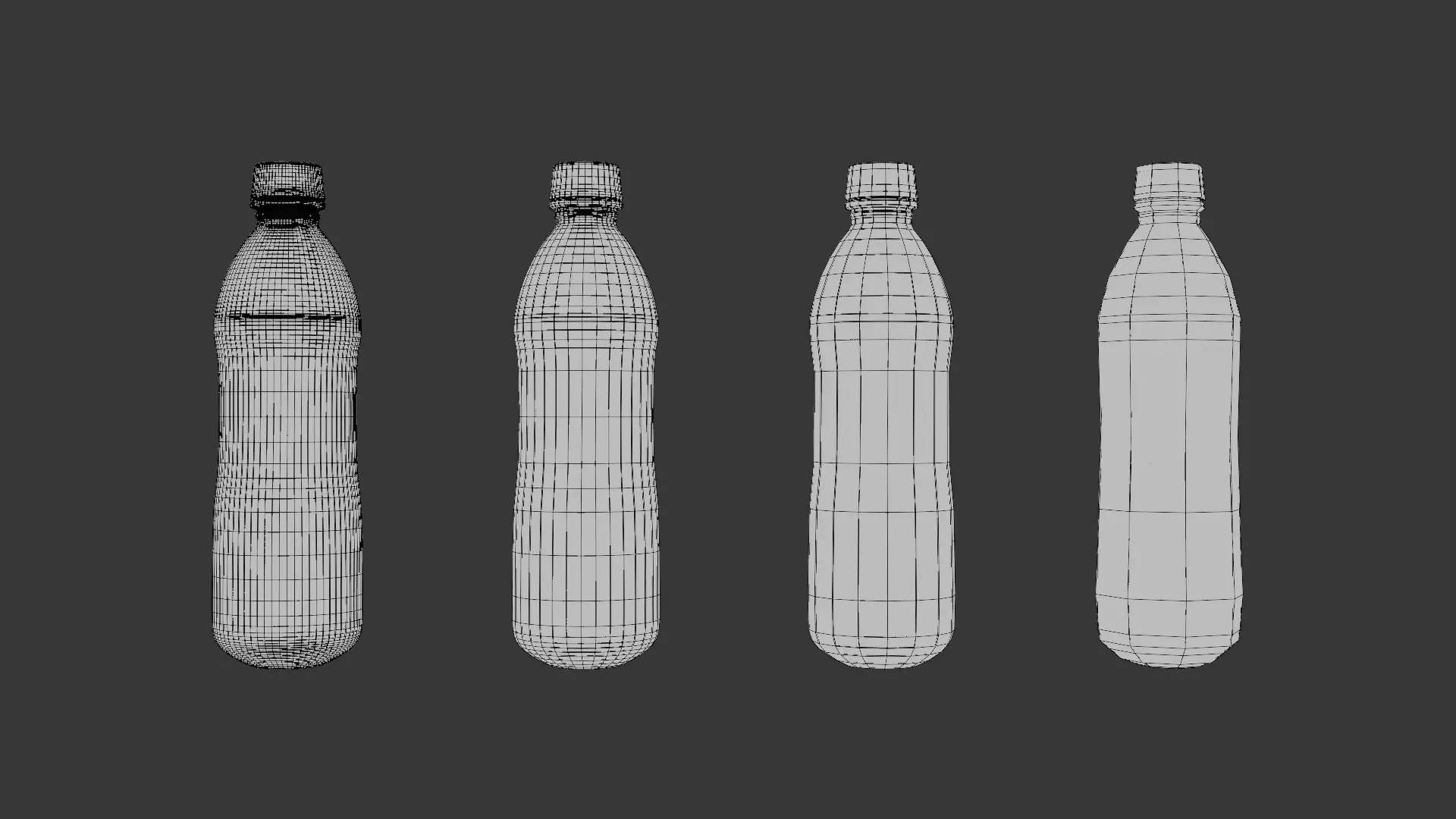 Plastic Bottle 3D Model Pack 3 designs with 3 mesh densities and Low-poly 3D model_14