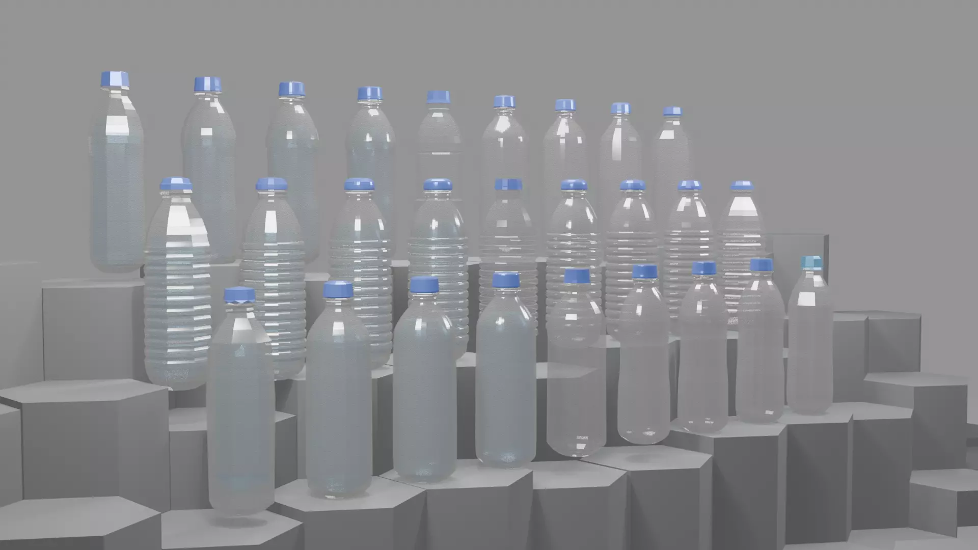 Plastic Bottle 3D Model Pack 3 designs with 3 mesh densities and Low-poly 3D model_1