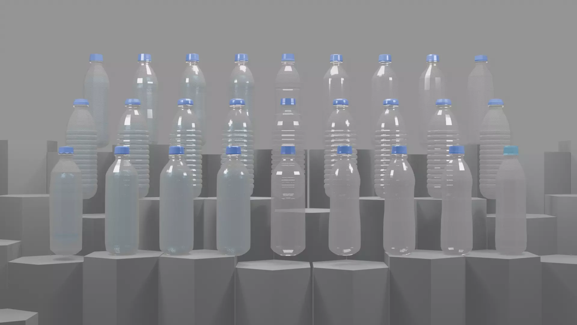 Plastic Bottle 3D Model Pack 3 designs with 3 mesh densities and Low-poly 3D model_2