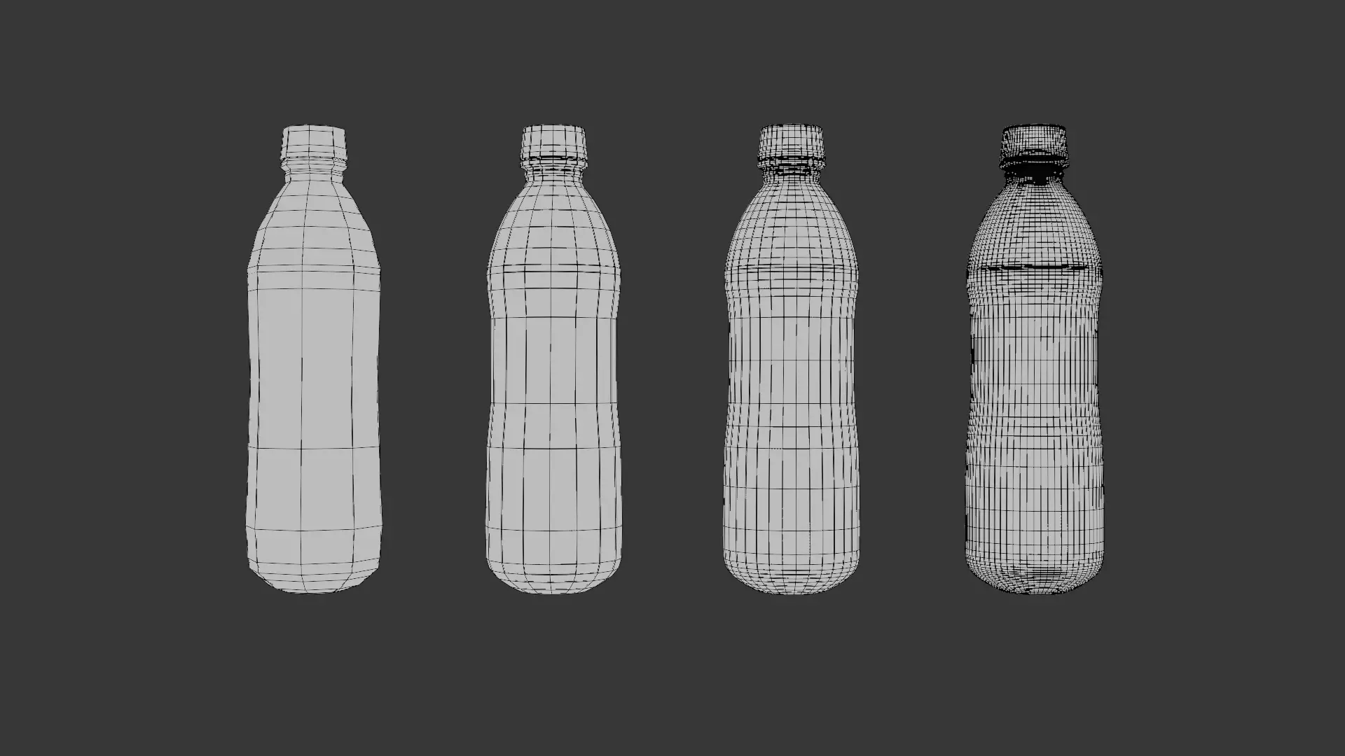 Plastic Bottle 3D Model Pack 3 designs with 3 mesh densities and Low-poly 3D model_8