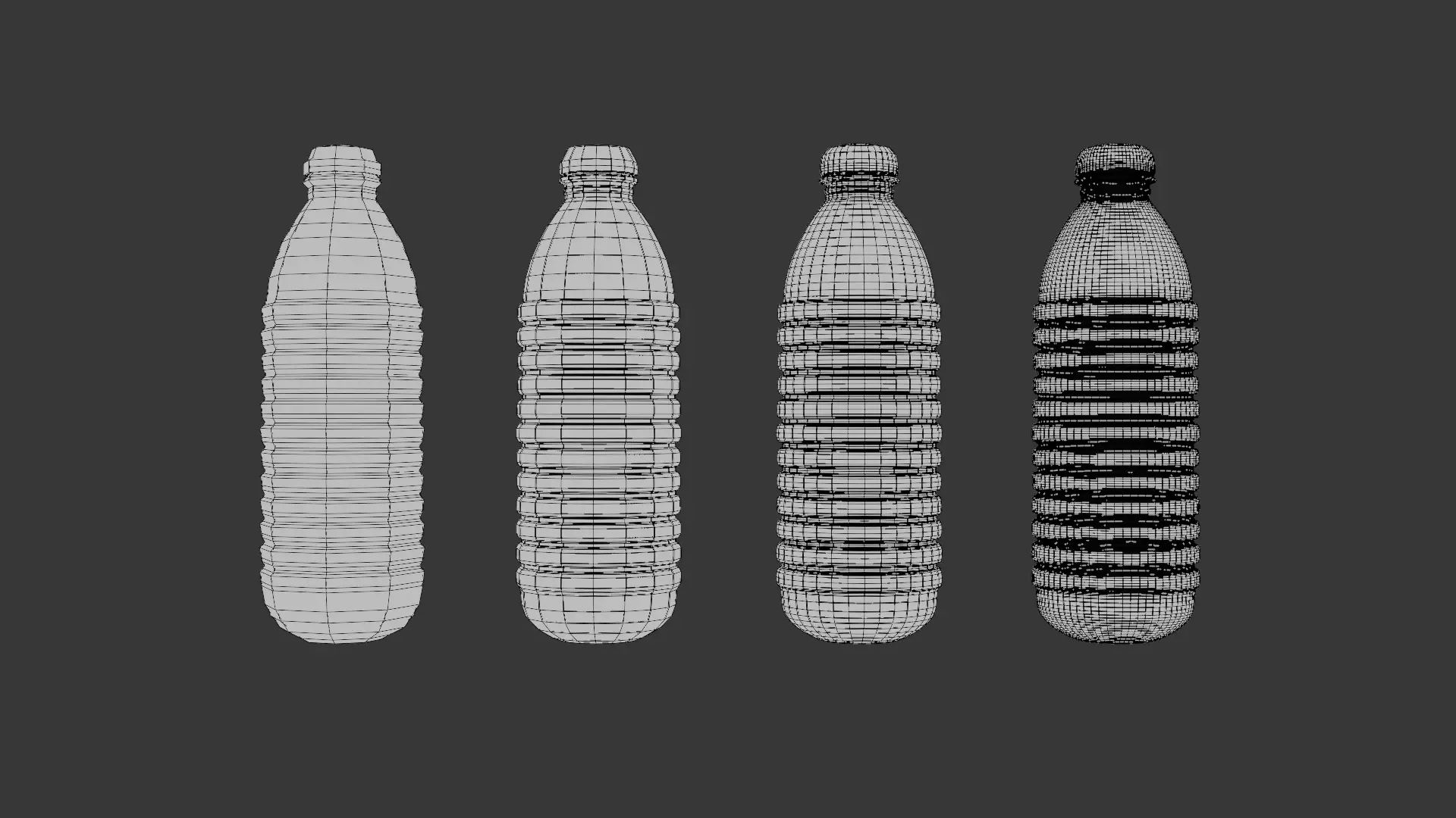 Plastic Bottle 3D Model Pack 3 designs with 3 mesh densities and Low-poly 3D model_4