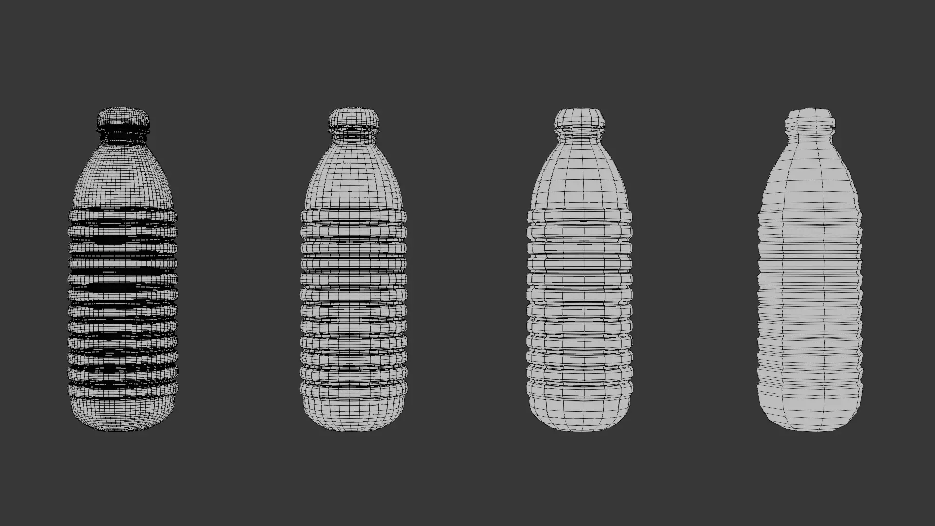 Plastic Bottle 3D Model Pack 3 designs with 3 mesh densities and Low-poly 3D model_10