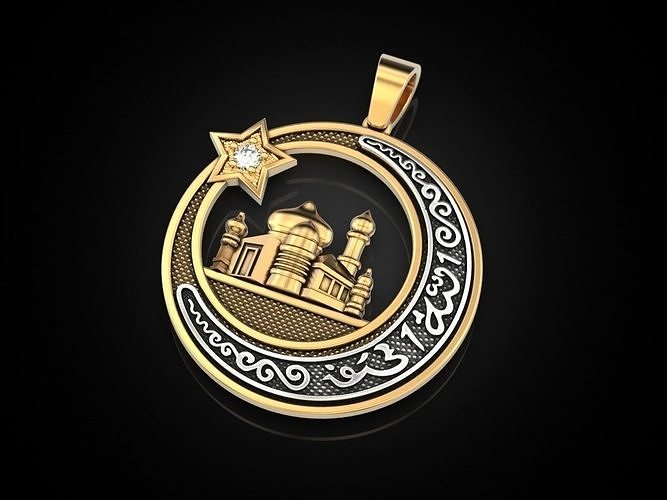Pendant Star and Crescent 3D print model