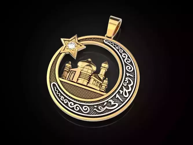 Pendant Star and Crescent 3D print model