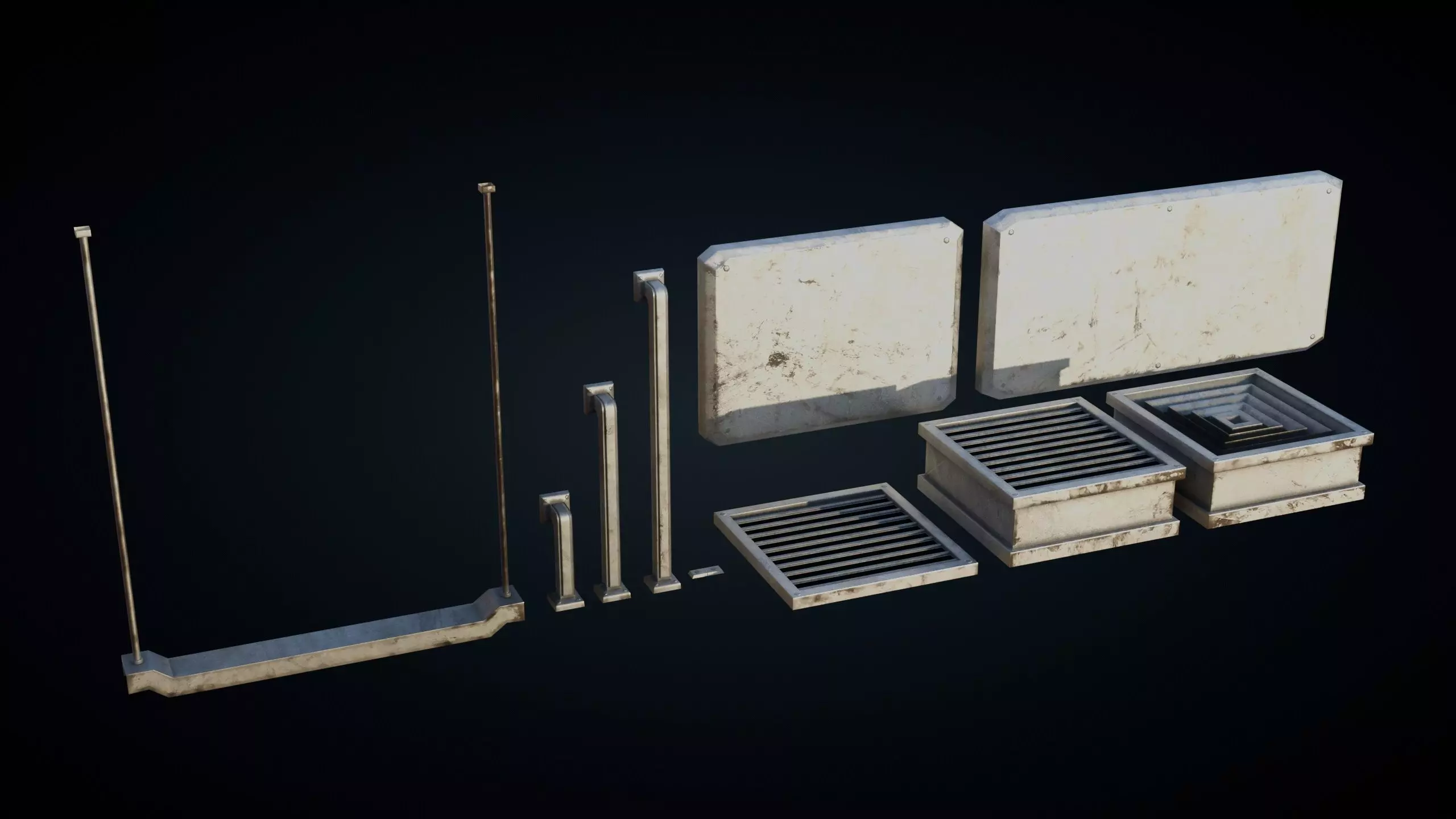 Roof Ducts Pack - Optimized Game Ready 3D Models Low-poly 3D model_3