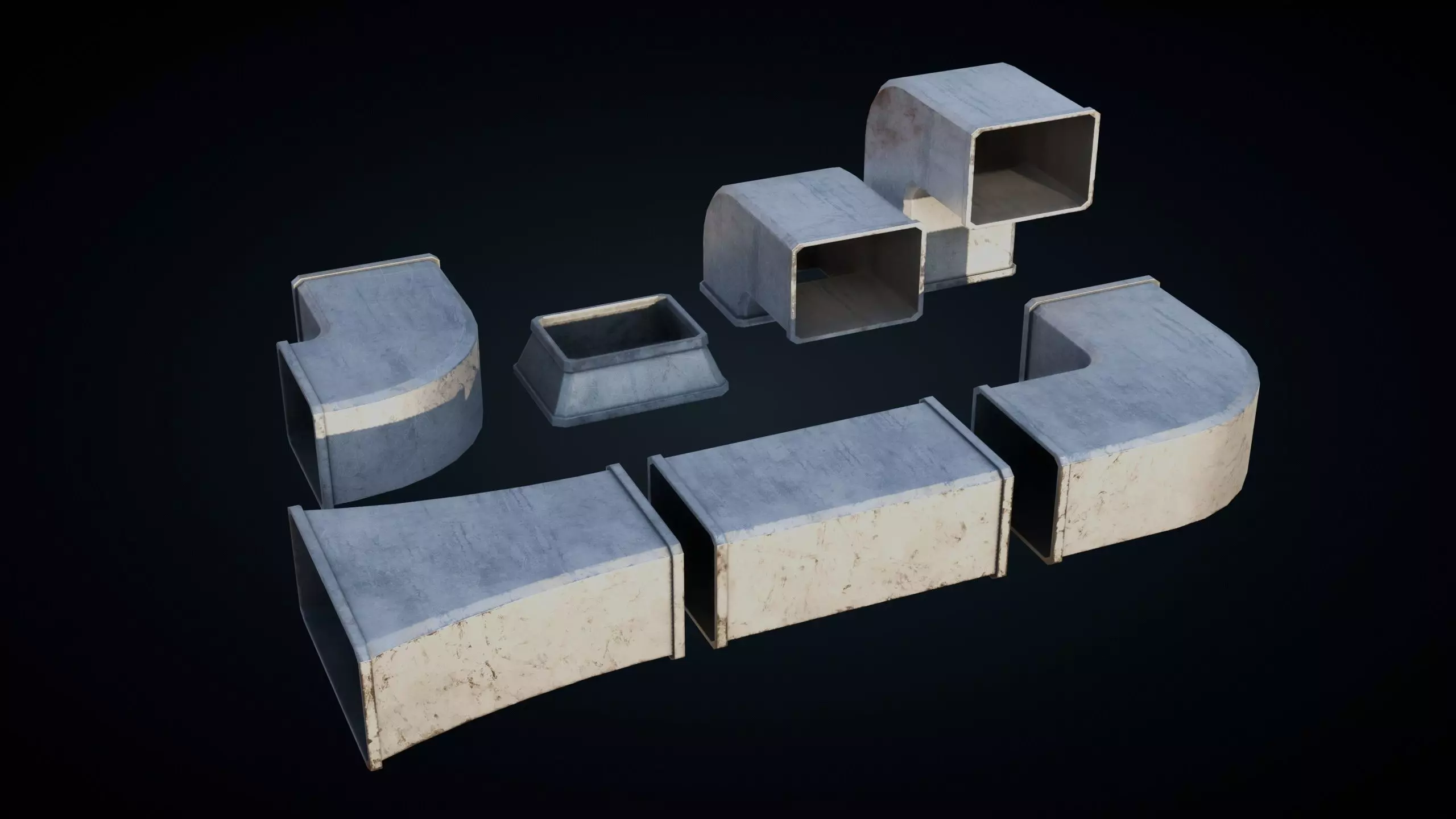 Roof Ducts Pack - Optimized Game Ready 3D Models Low-poly 3D model_8