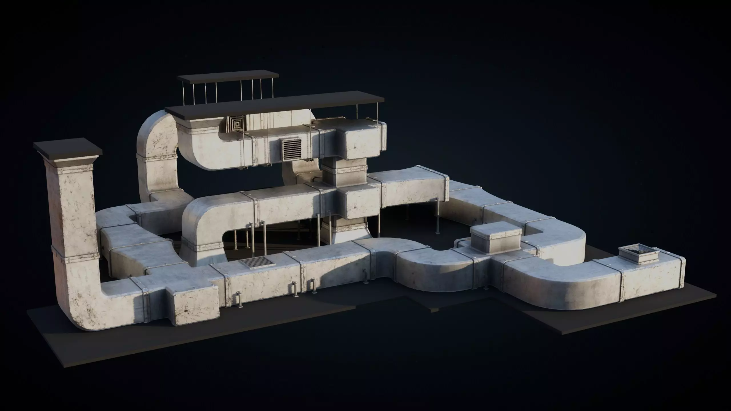 Roof Ducts Pack - Optimized Game Ready 3D Models Low-poly 3D model_7