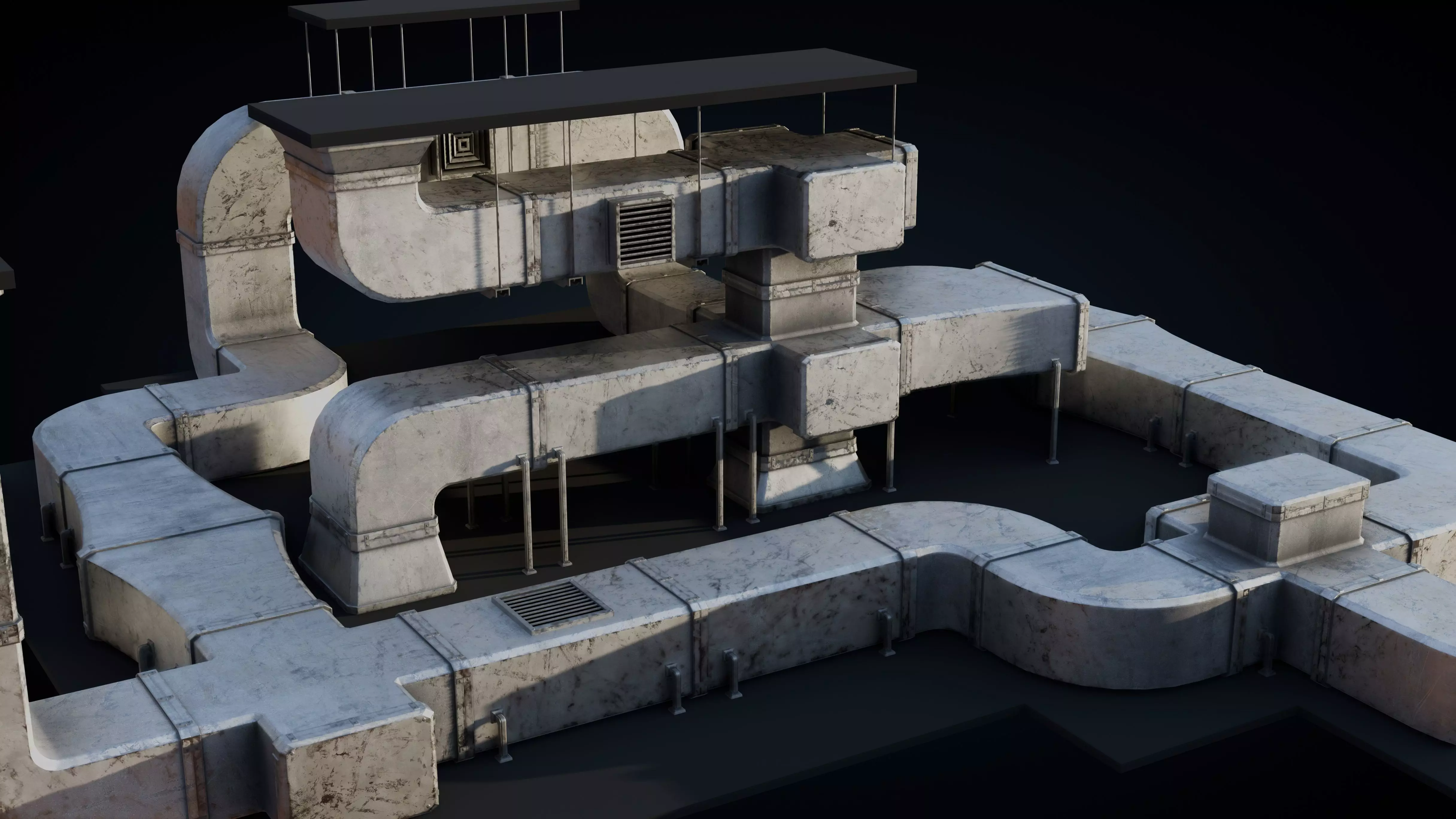 Roof Ducts Pack - Optimized Game Ready 3D Models Low-poly 3D model_10