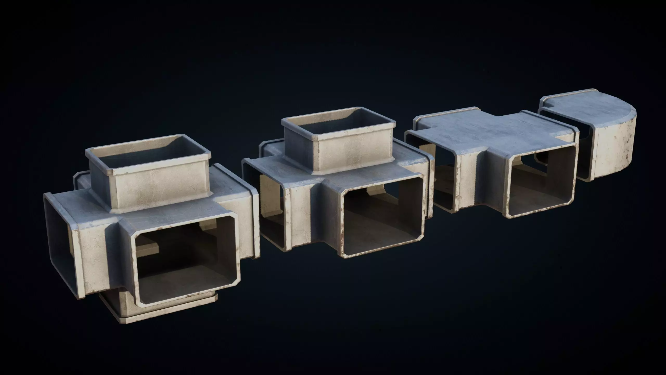 Roof Ducts Pack - Optimized Game Ready 3D Models Low-poly 3D model_5