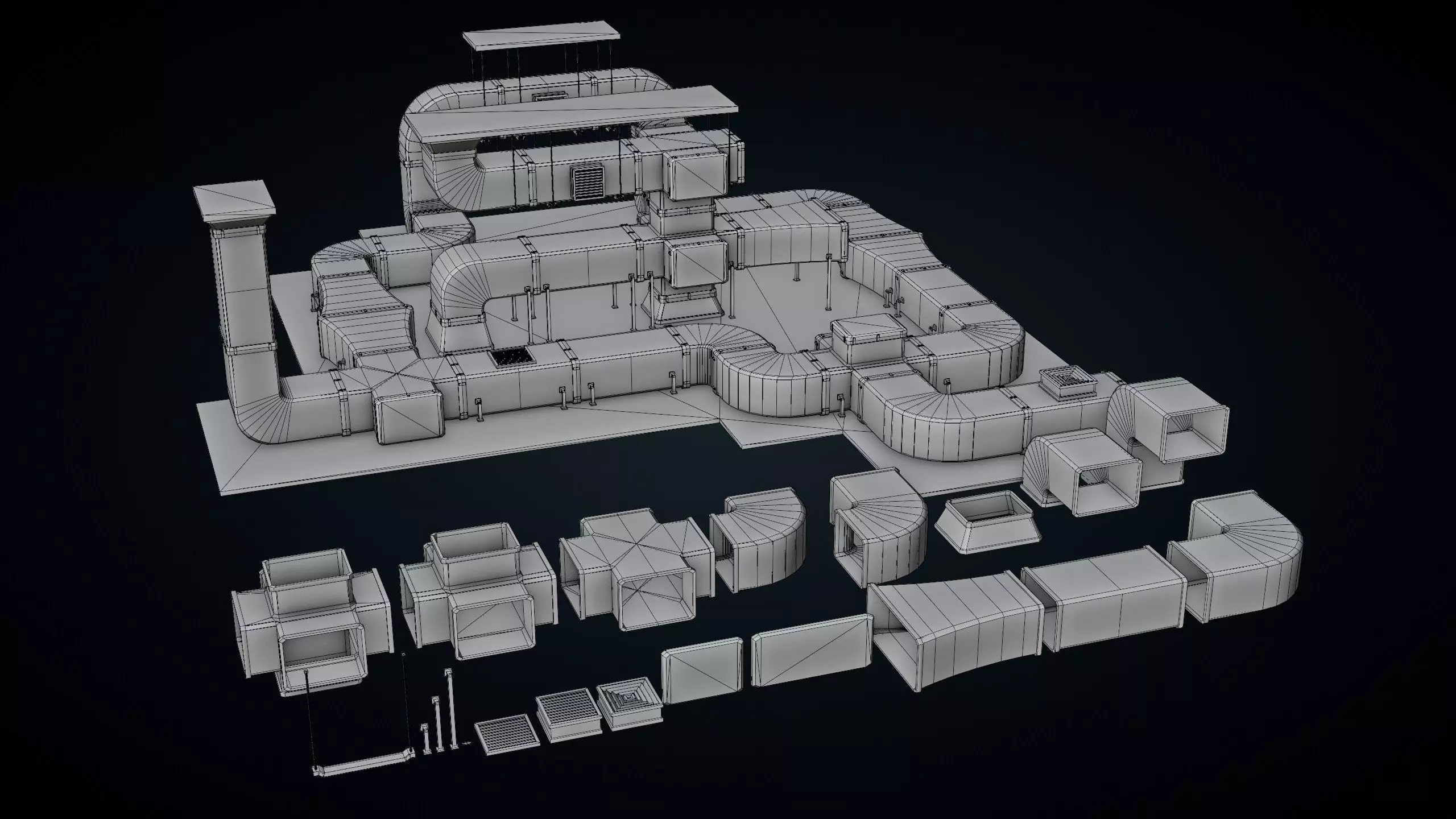 Roof Ducts Pack - Optimized Game Ready 3D Models Low-poly 3D model_1