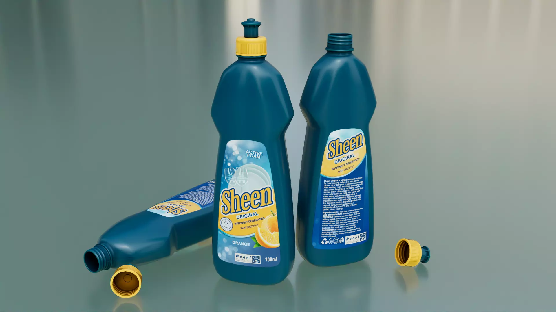 Dishwashing Detergent bottle low poly 3d model Low-poly 3D model_0