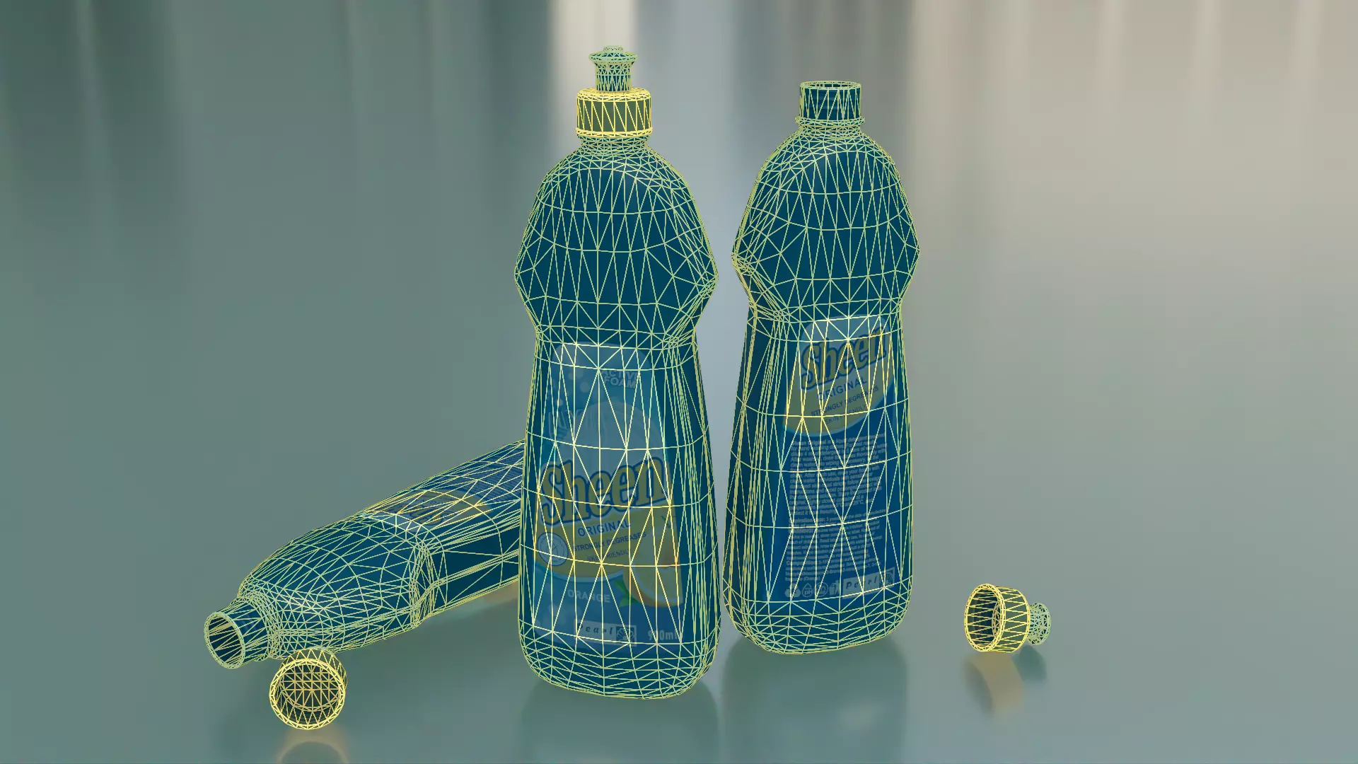 Dishwashing Detergent bottle low poly 3d model Low-poly 3D model_8