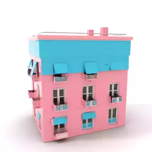 Charming Pink Building model pack Low-poly 3D model