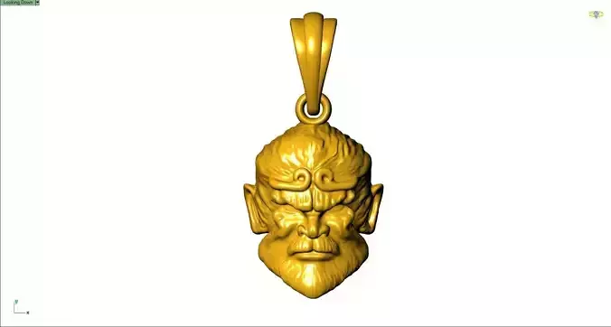 25mm Monkey King Face Pendant 3D Jewelry Model STL 3DM