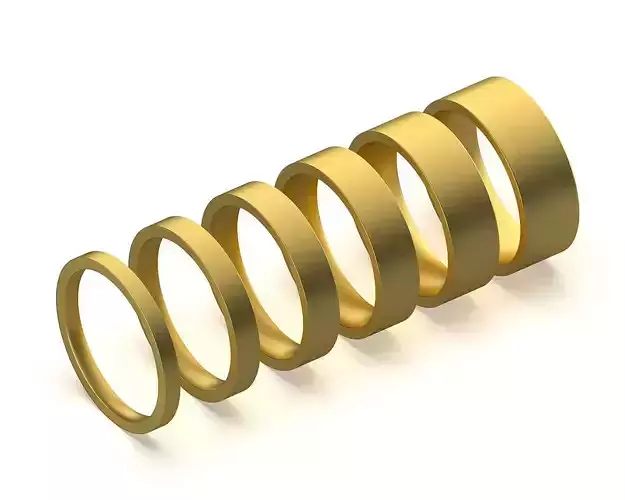 Rectangular Wedding Ring Flat Band Set 2-7 mm