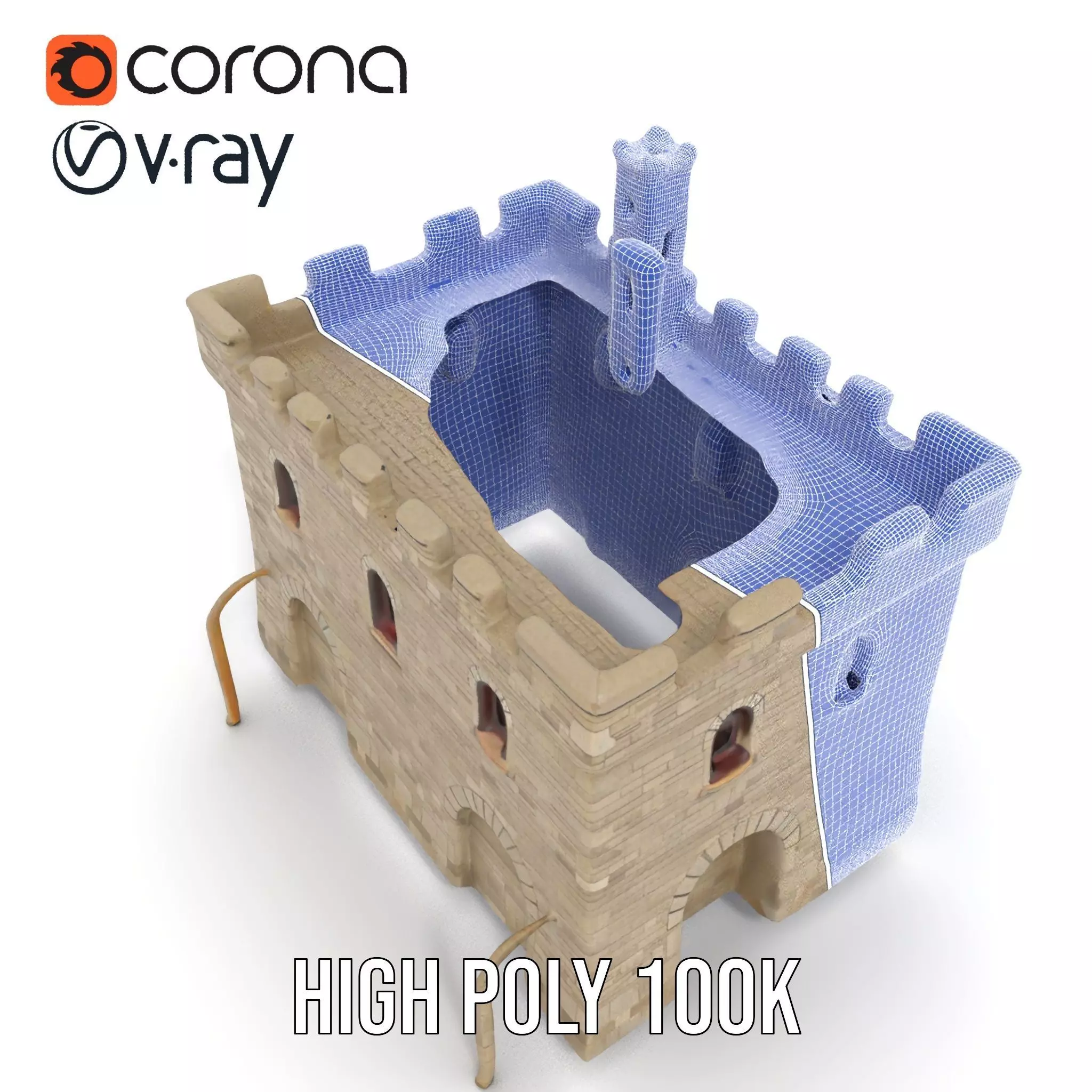 Medieval Stone Castle model pack Low-poly 3D model_32