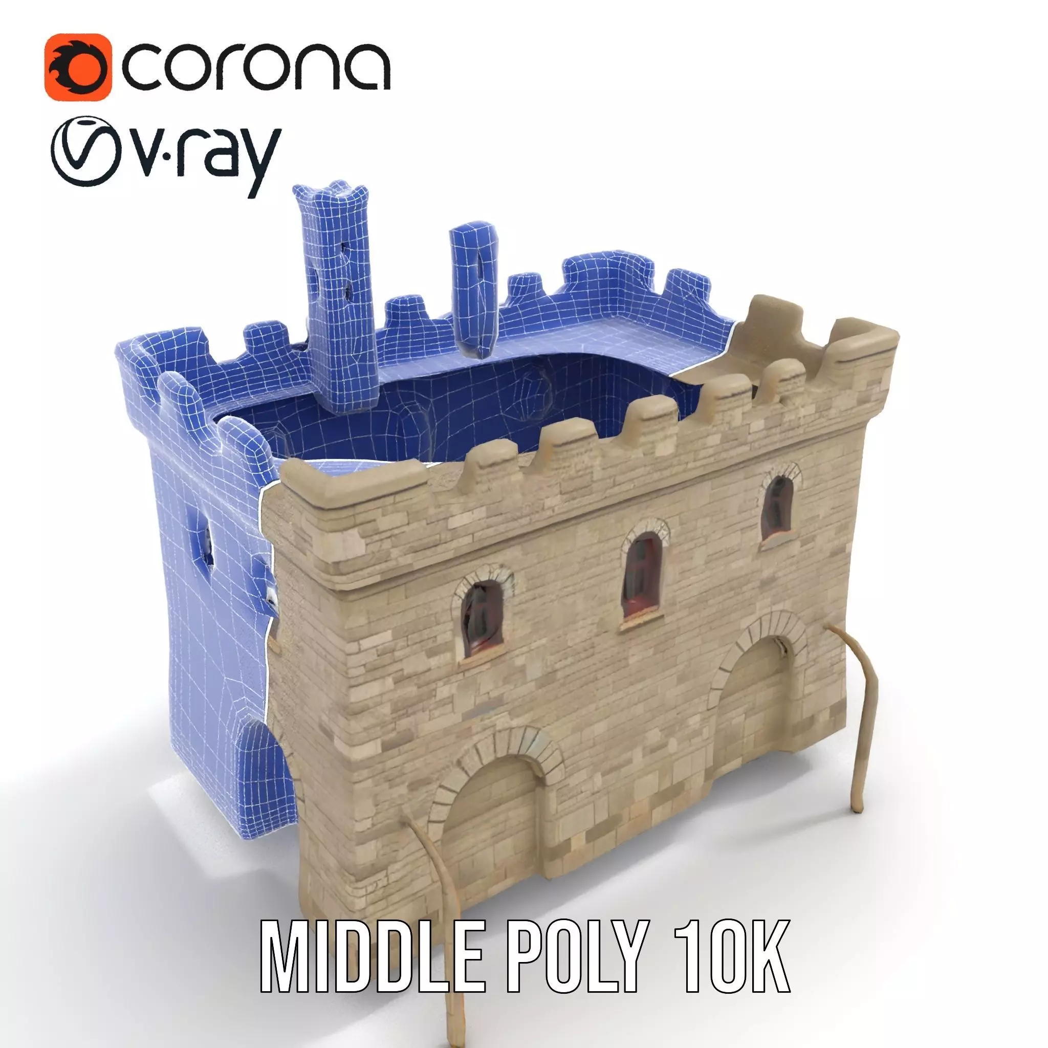 Medieval Stone Castle model pack Low-poly 3D model_13