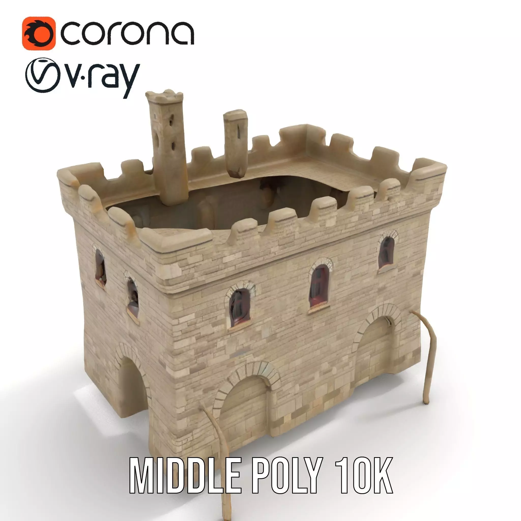 Medieval Stone Castle model pack Low-poly 3D model_5