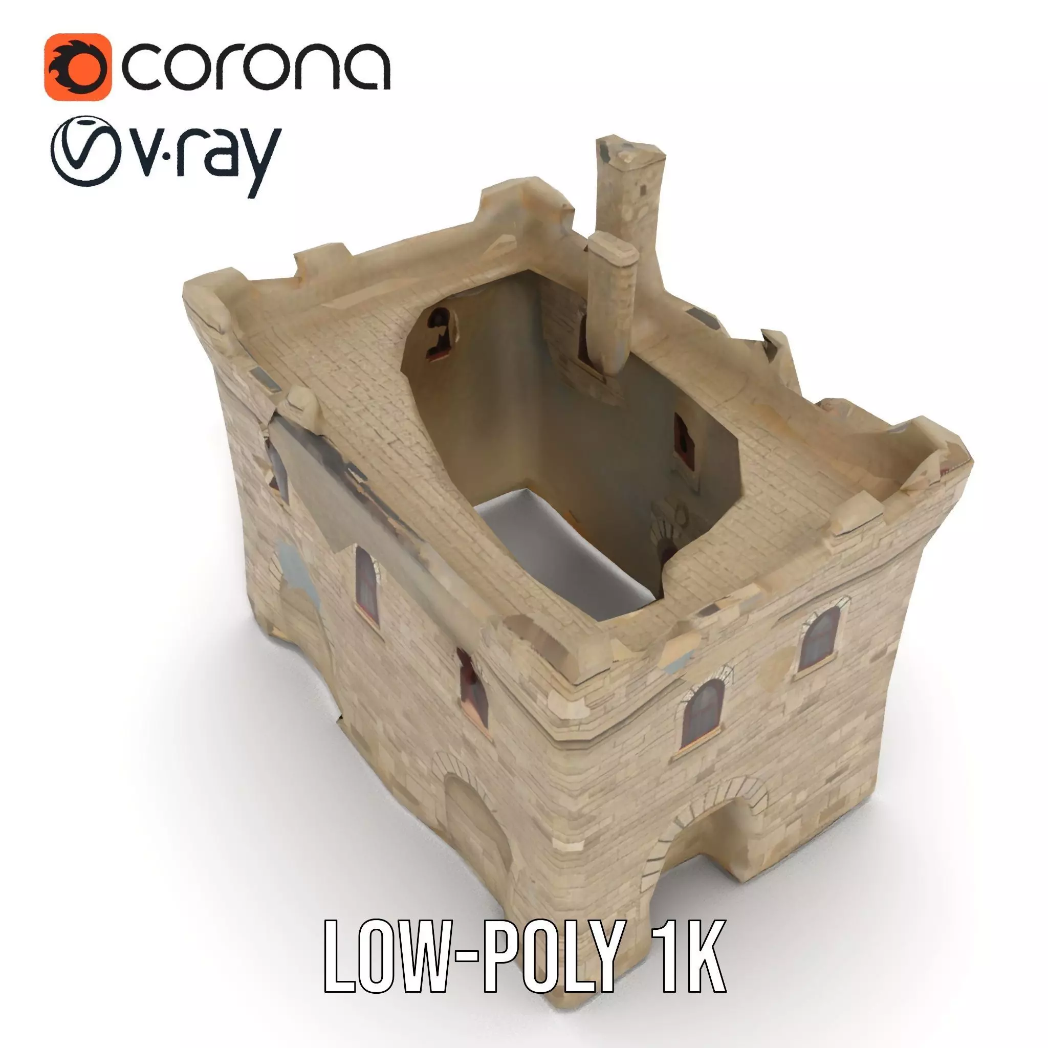Medieval Stone Castle model pack Low-poly 3D model_14