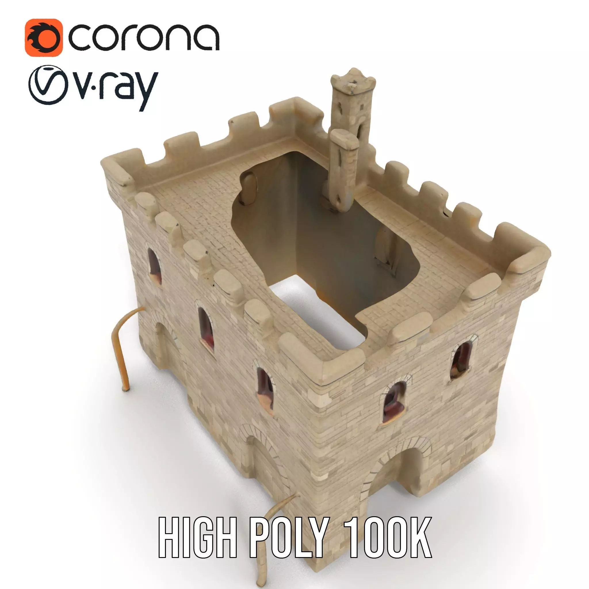 Medieval Stone Castle model pack Low-poly 3D model_23