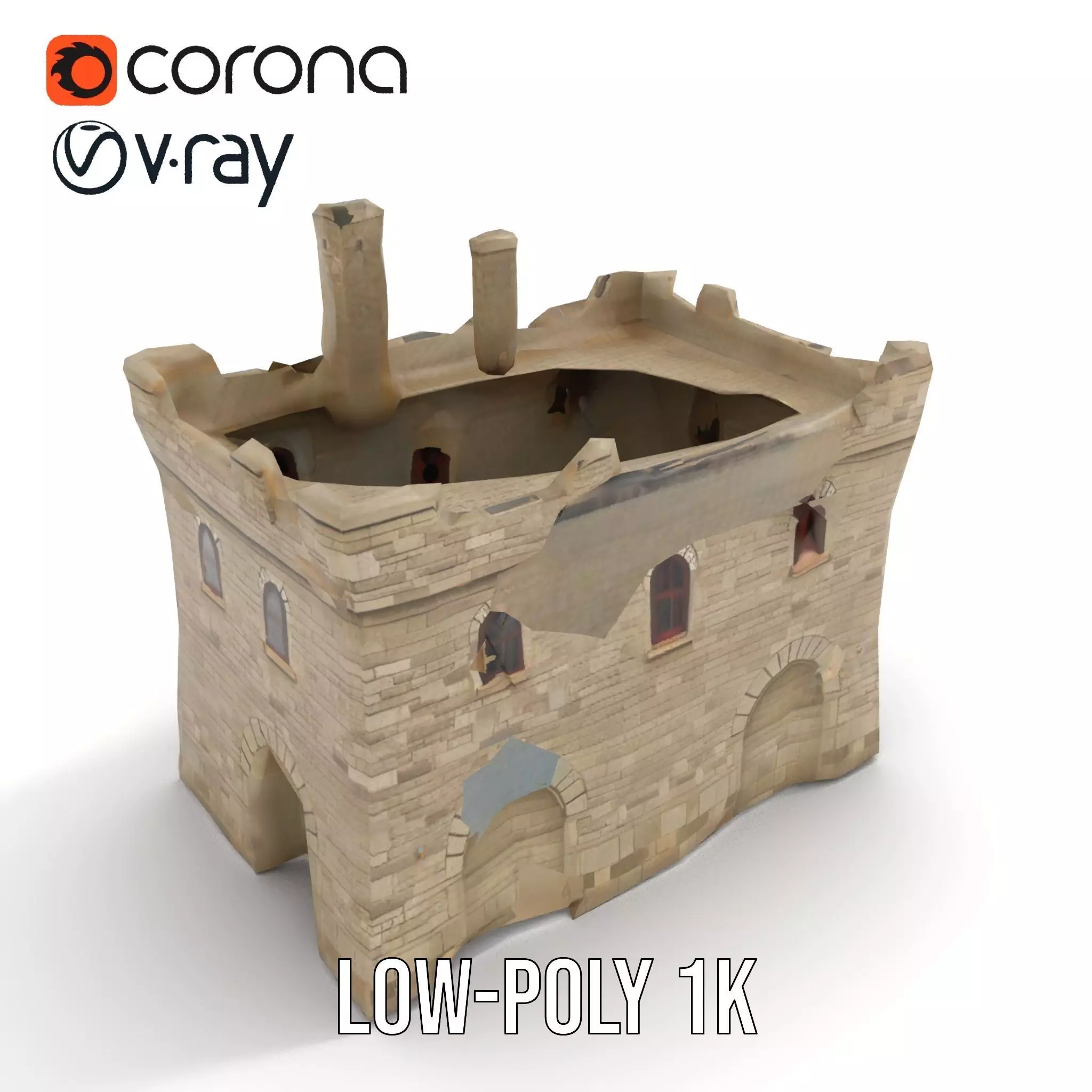 Medieval Stone Castle model pack Low-poly 3D model_7