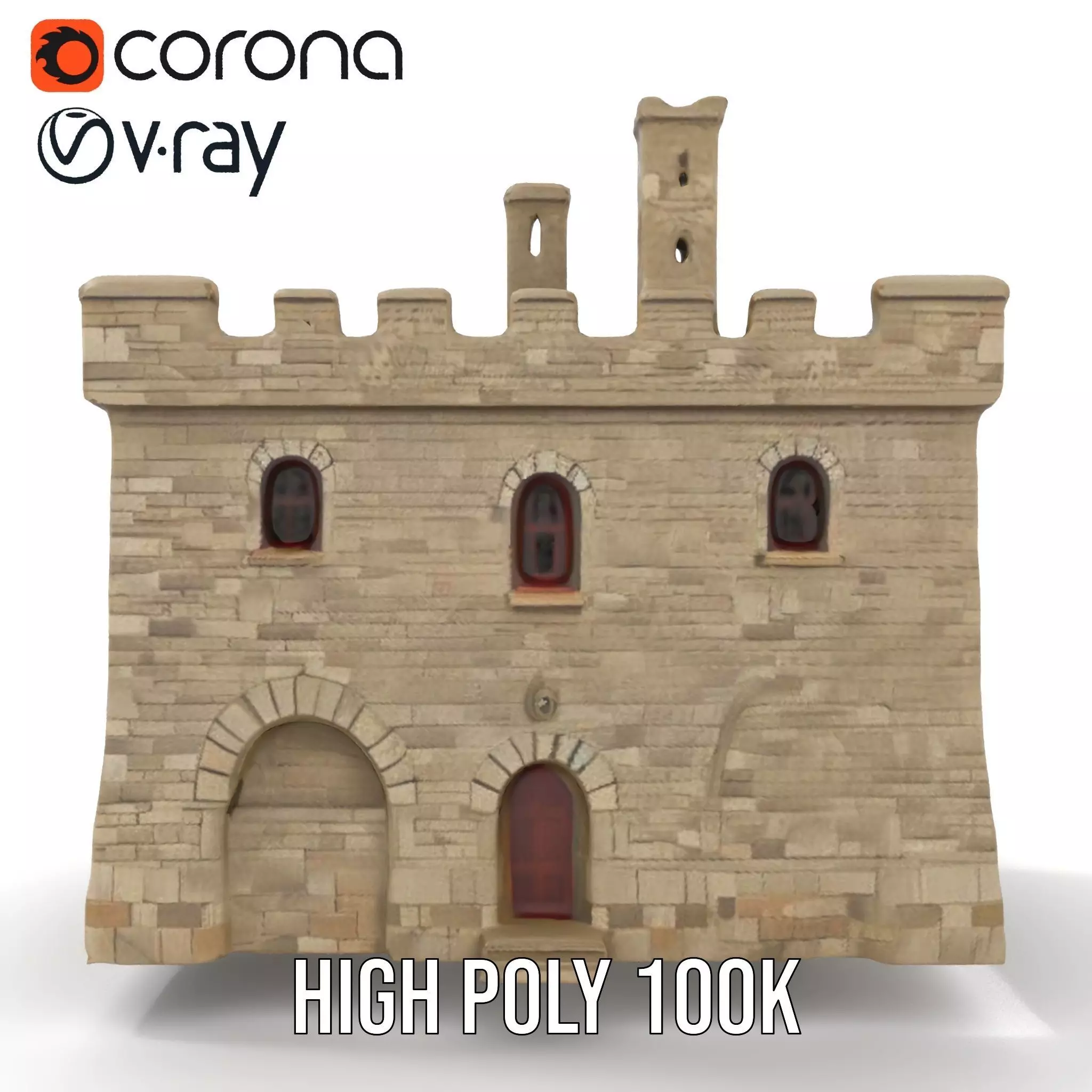 Medieval Stone Castle model pack Low-poly 3D model_26