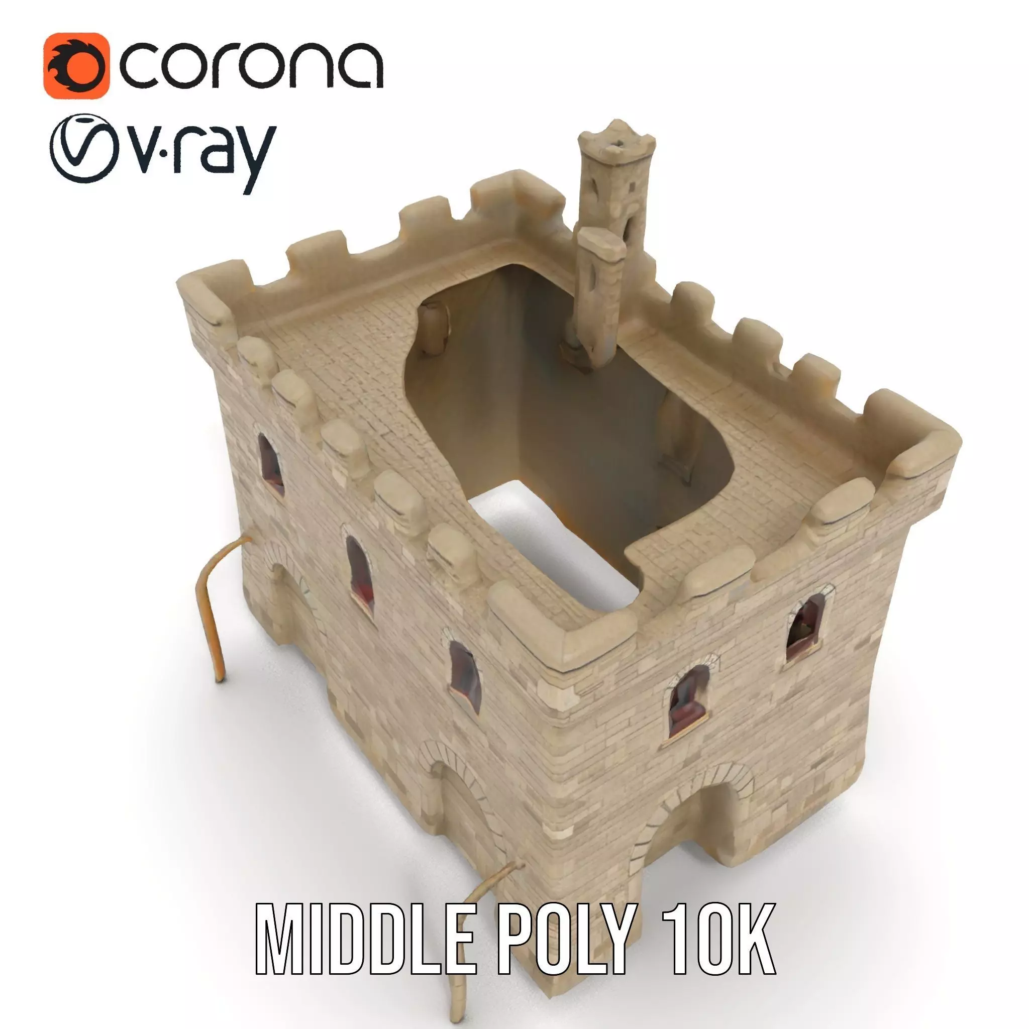 Medieval Stone Castle model pack Low-poly 3D model_6