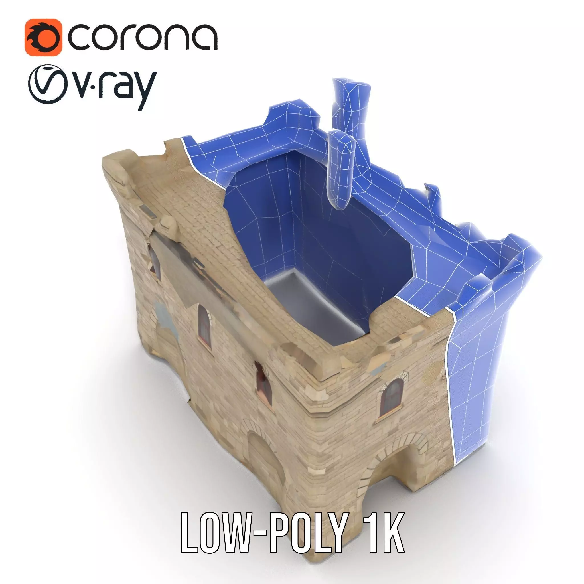Medieval Stone Castle model pack Low-poly 3D model_25