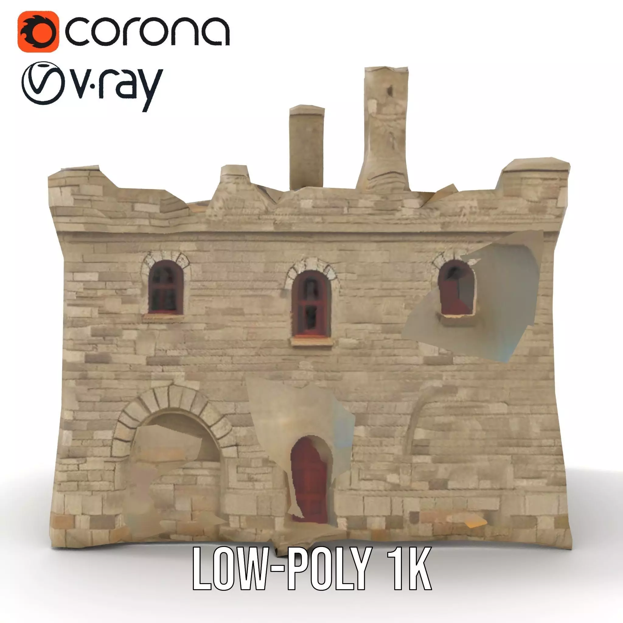 Medieval Stone Castle model pack Low-poly 3D model_9