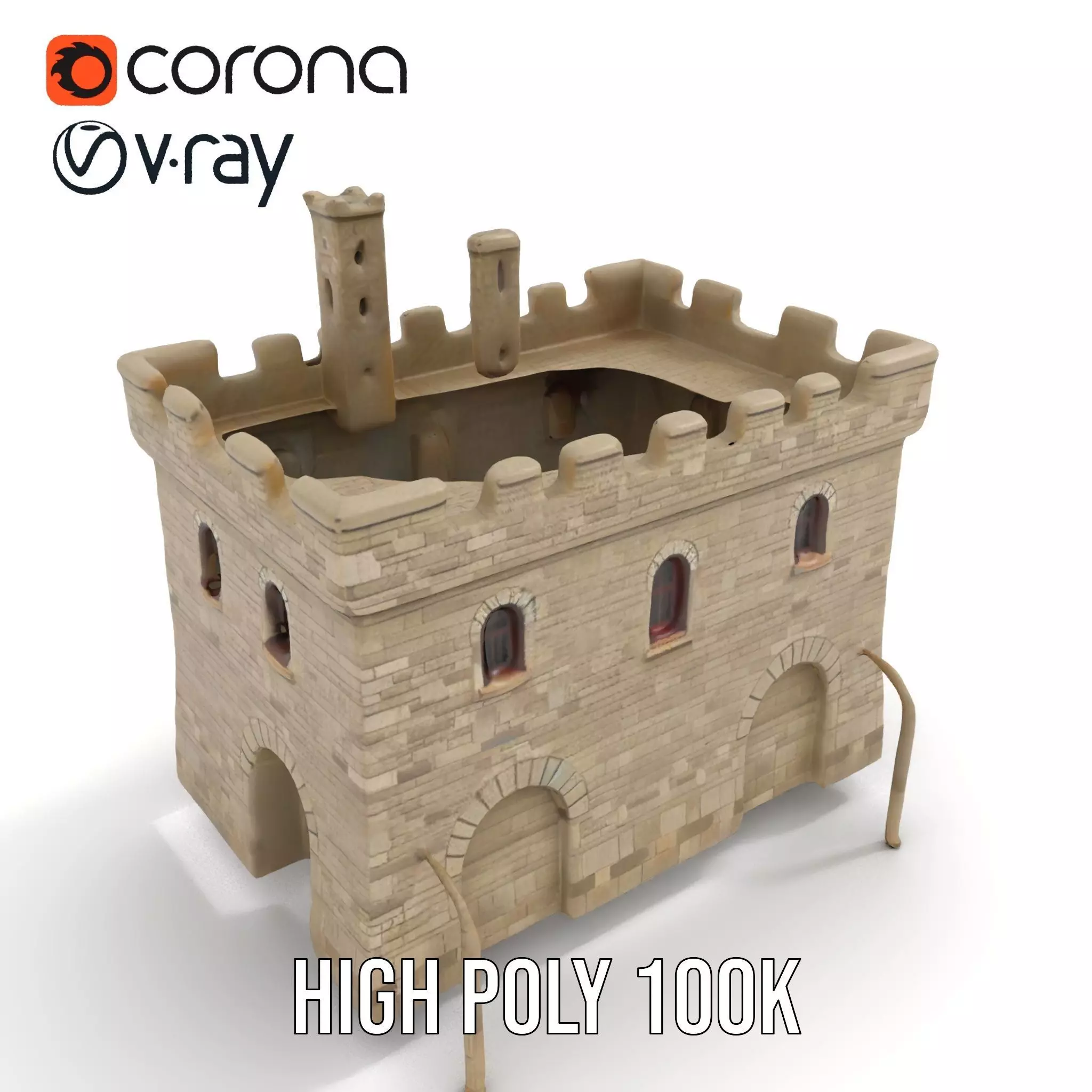 Medieval Stone Castle model pack Low-poly 3D model_17