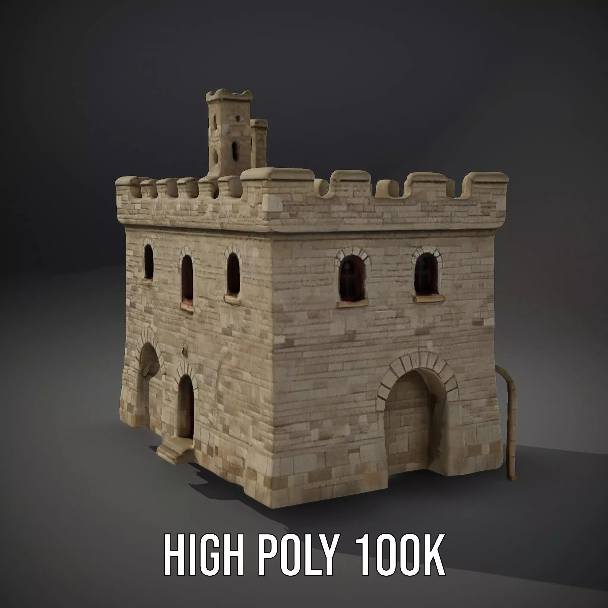 Medieval Stone Castle model pack Low-poly 3D model_10