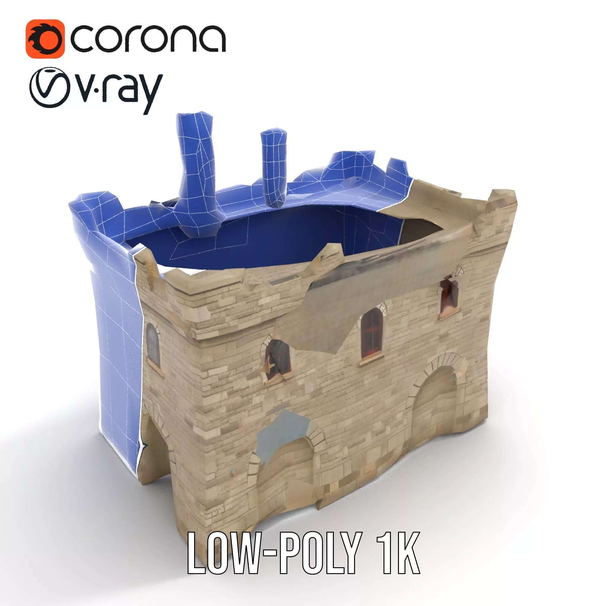 Medieval Stone Castle model pack Low-poly 3D model_22
