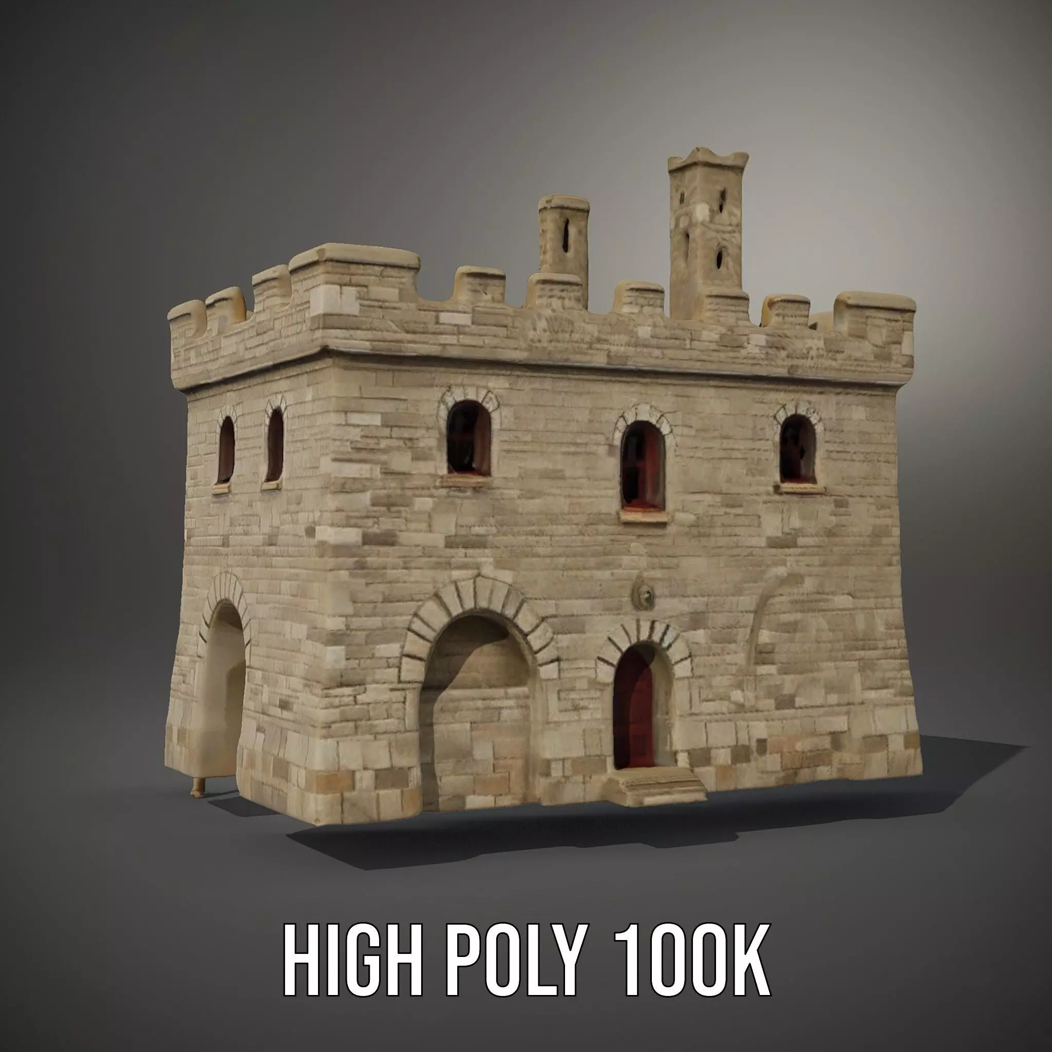 Medieval Stone Castle model pack Low-poly 3D model_8