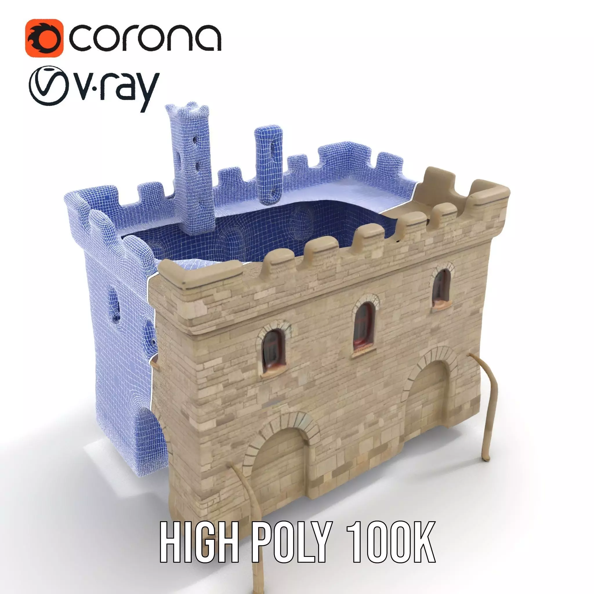 Medieval Stone Castle model pack Low-poly 3D model_33