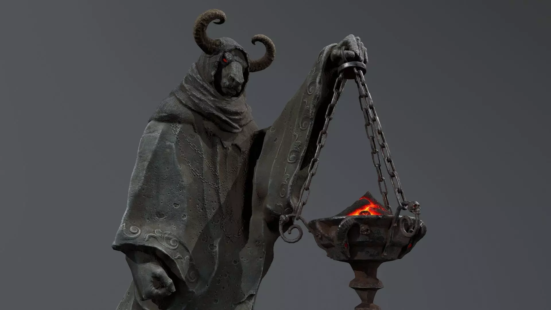 Dark Statue Low-poly 3D model_7