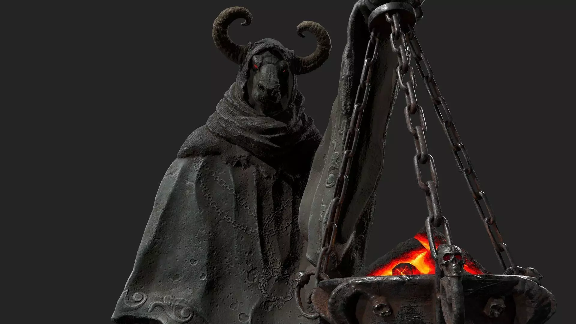 Dark Statue Low-poly 3D model_1