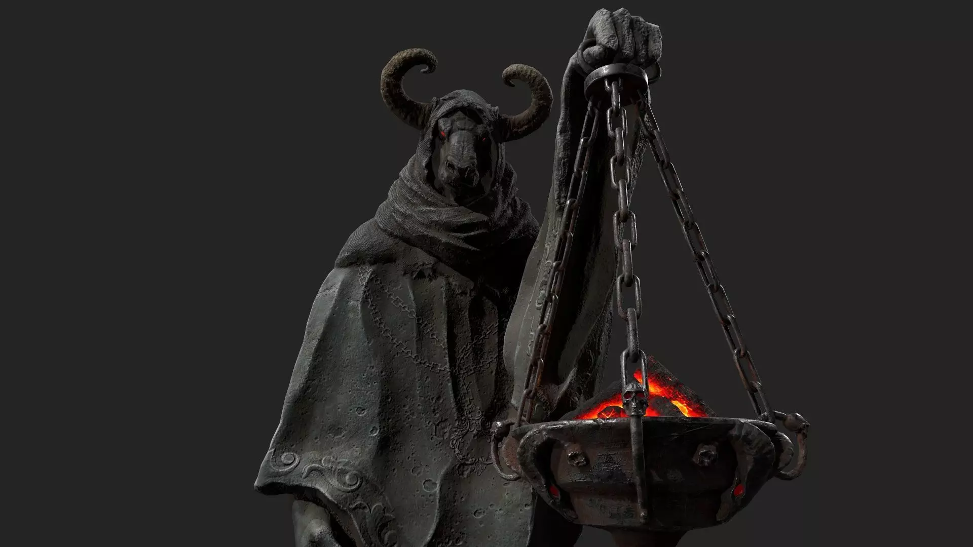 Dark Statue Low-poly 3D model_0