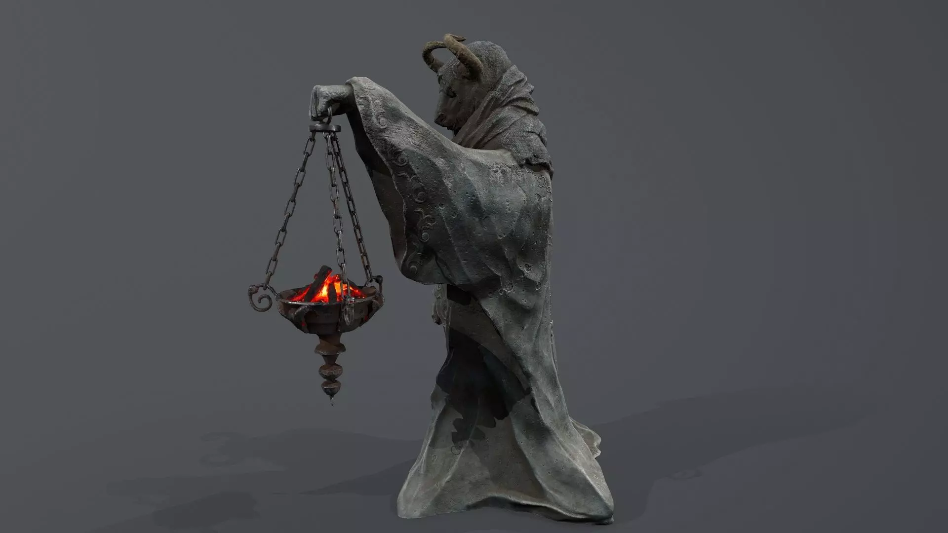 Dark Statue Low-poly 3D model_12
